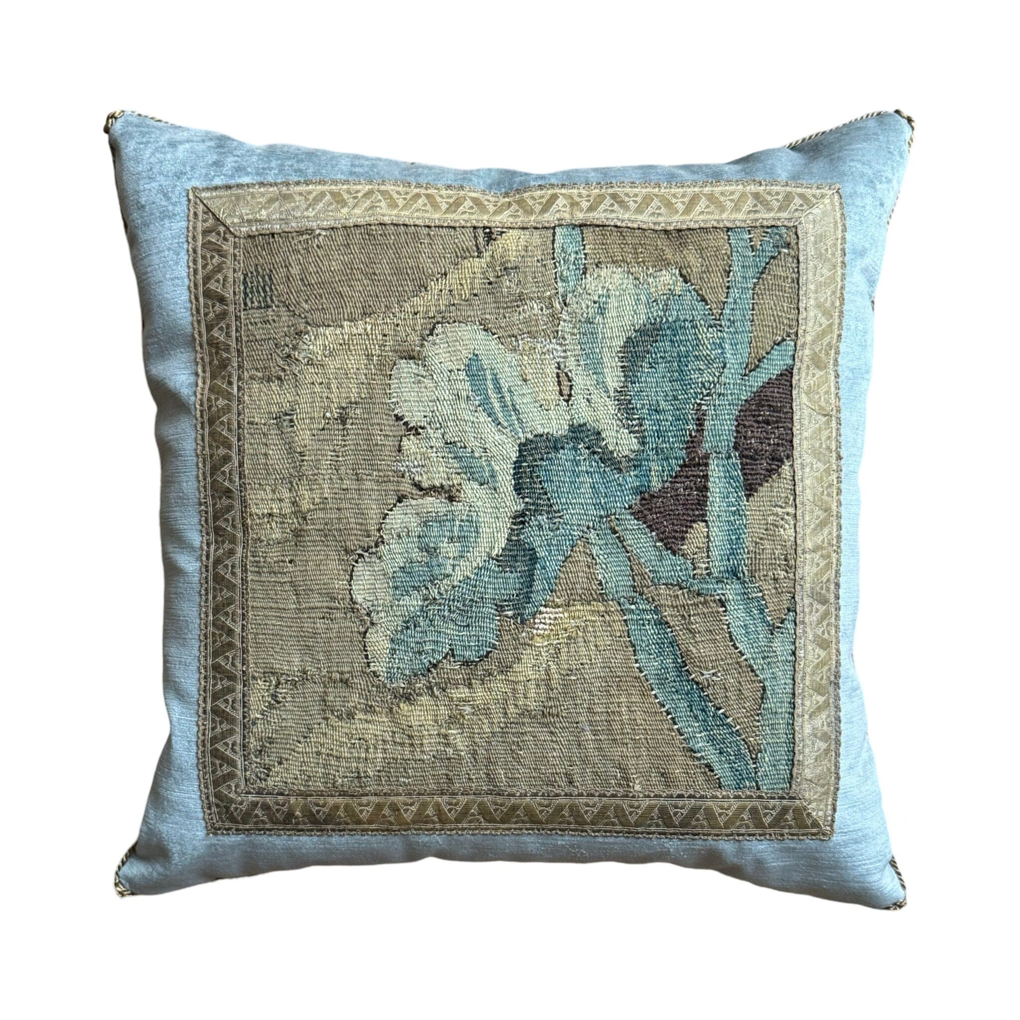 17th Century Flemish Tapestry Fragment (#T031024A | 19 x 19") New Pillows B. Viz Design