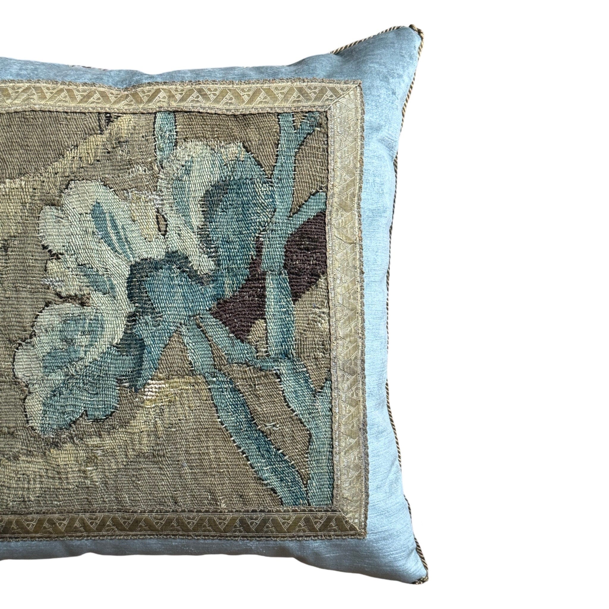 17th Century Flemish Tapestry Fragment (#T031024A | 19 x 19") New Pillows B. Viz Design