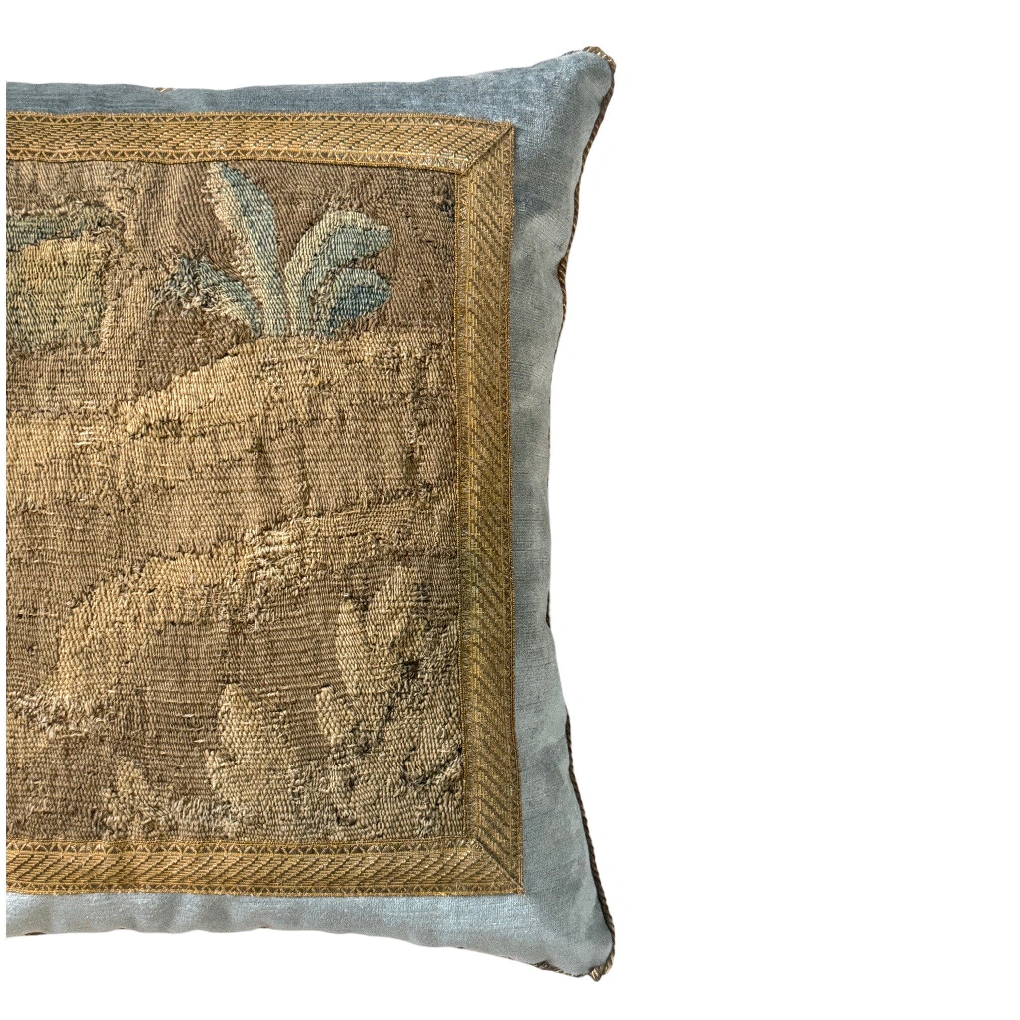 17th Century Flemish Tapestry Fragment (#T031024B | 19 x 19") New Pillows B. Viz Design