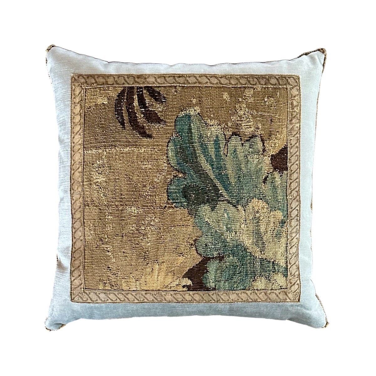 17th Century Flemish Tapestry Fragment (#T031224A | 20 x 20") New Pillows B. Viz Design