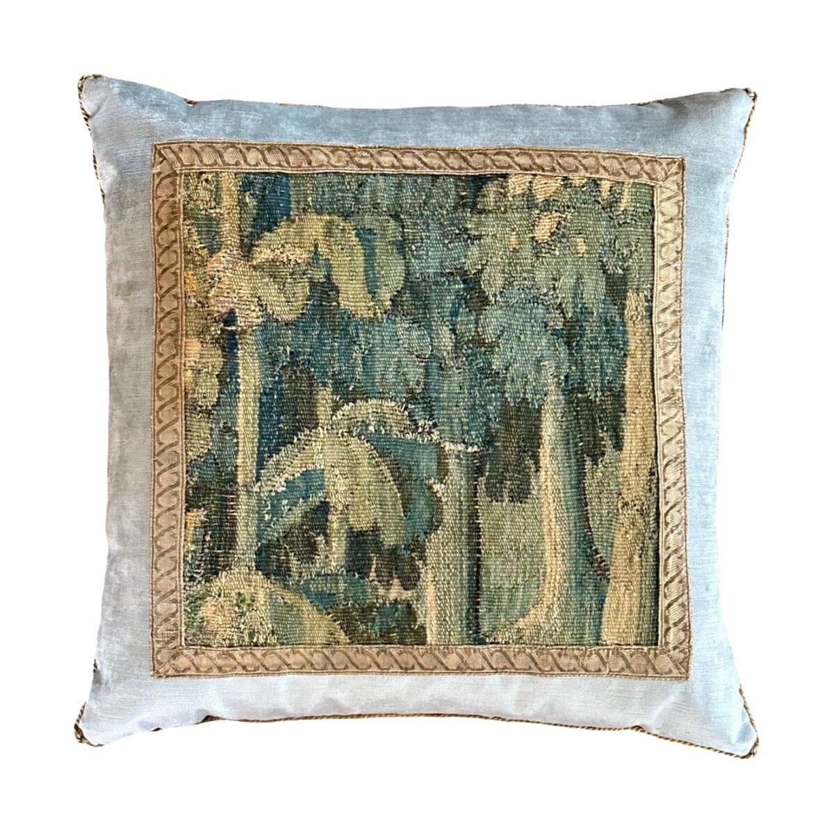 17th Century Flemish Tapestry Fragment (#T031224B | 20 x 20") New Pillows B. Viz Design