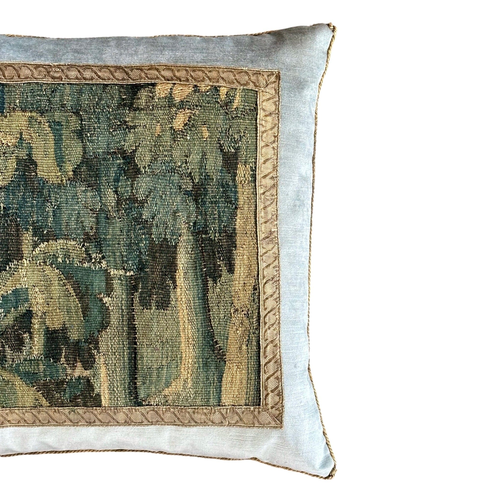 17th Century Flemish Tapestry Fragment (#T031224B | 20 x 20") New Pillows B. Viz Design