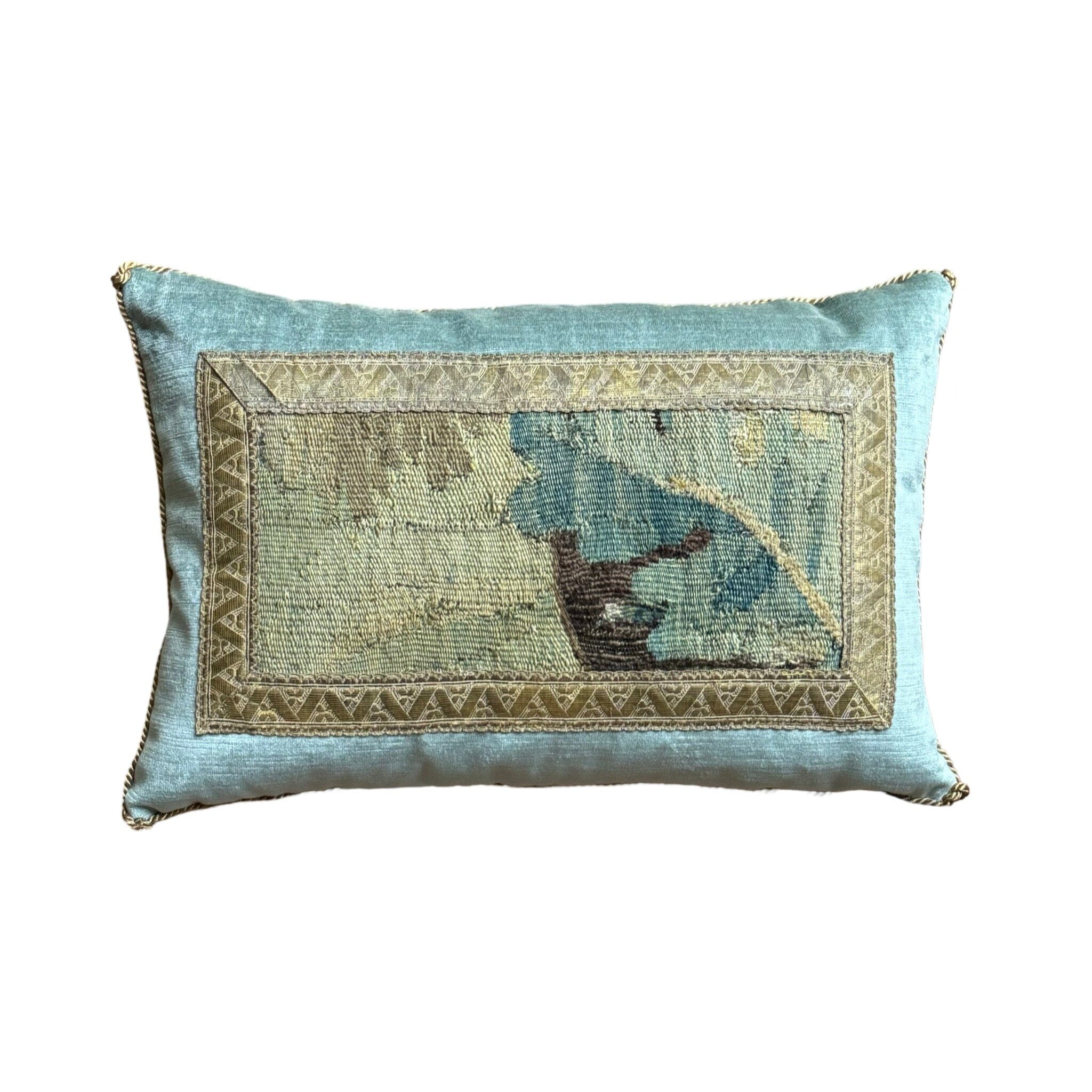 17th Century Flemish Tapestry Fragment (#T031424 | 12 x 18") New Pillows B. Viz Design