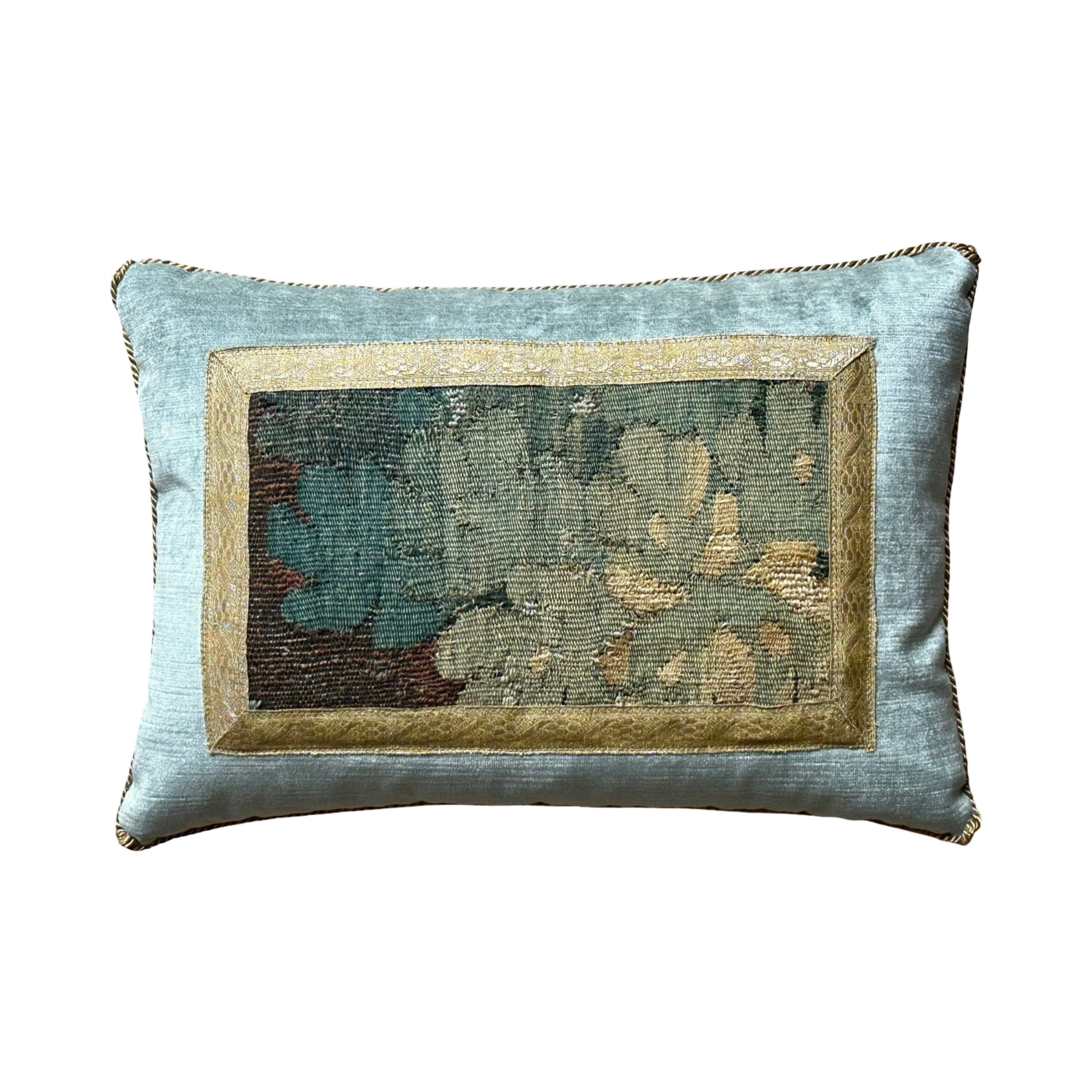 17th Century Flemish Tapestry Fragment (#T040425 | 12 x 17") New Pillows B. Viz Design