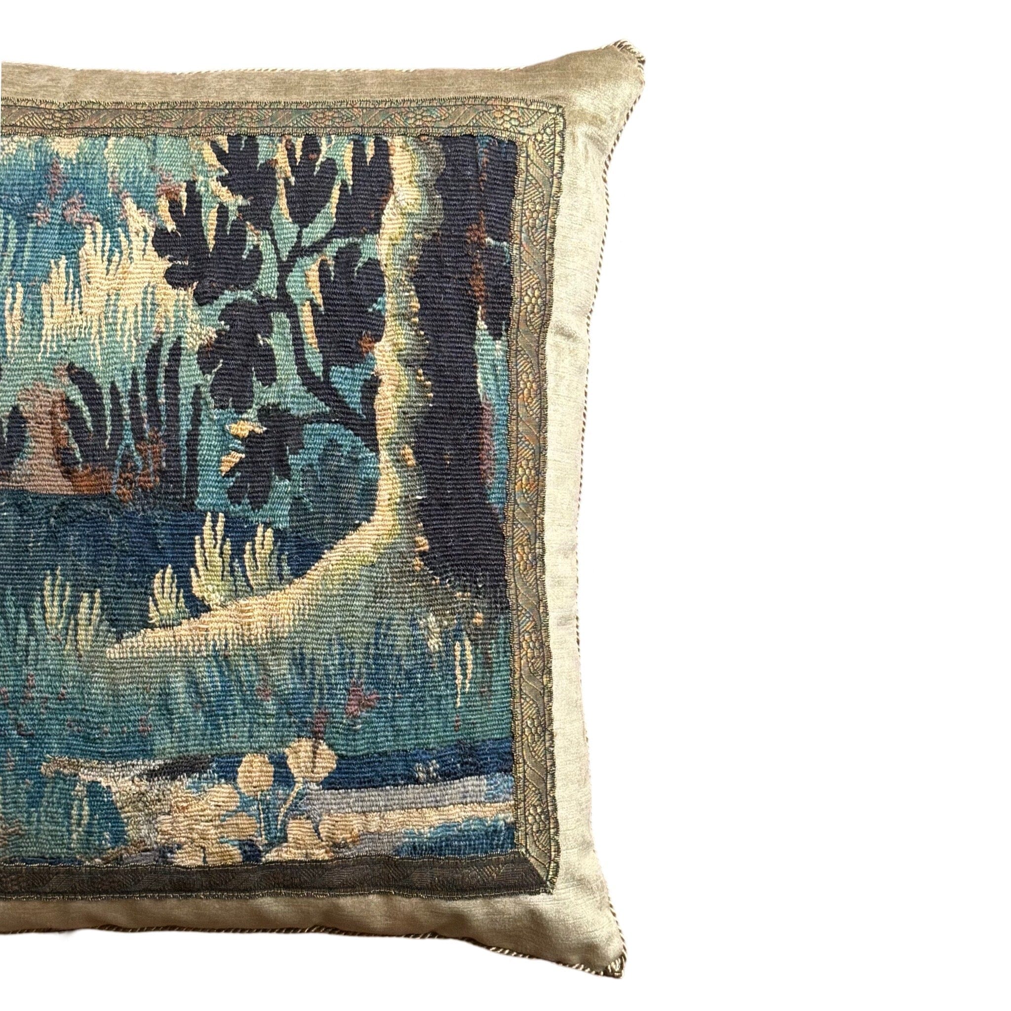 18th C. Aubusson Verdure Tapestry Fragment (#T110924A&B | 20" x 21") New Pillows B. Viz Design