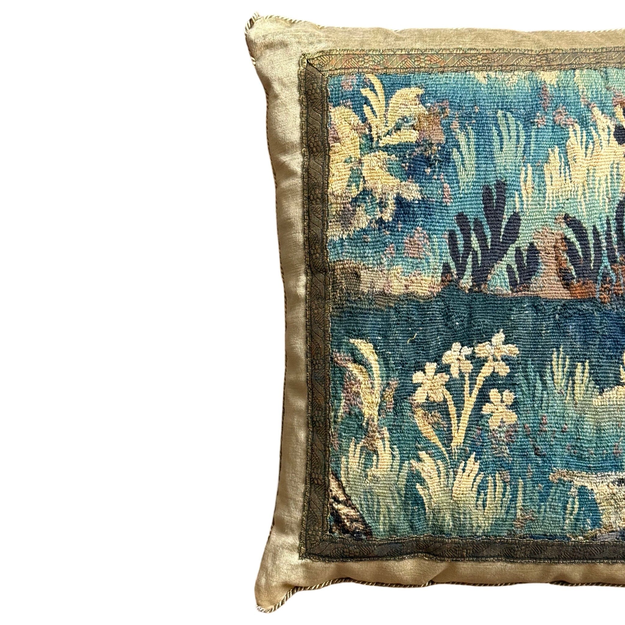 18th C. Aubusson Verdure Tapestry Fragment (#T110924A&B | 20" x 21") New Pillows B. Viz Design