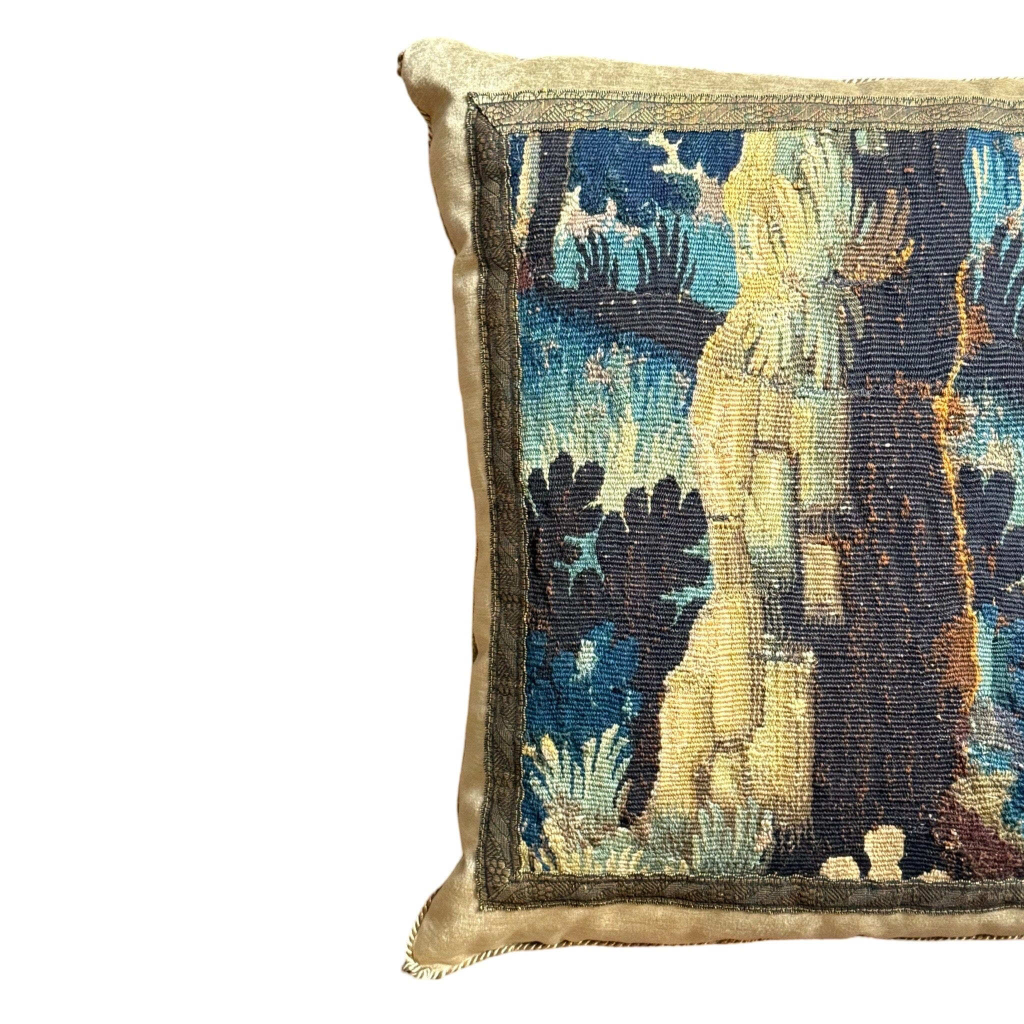18th C. Aubusson Verdure Tapestry Fragment (#T110924A&B | 20" x 21") New Pillows B. Viz Design