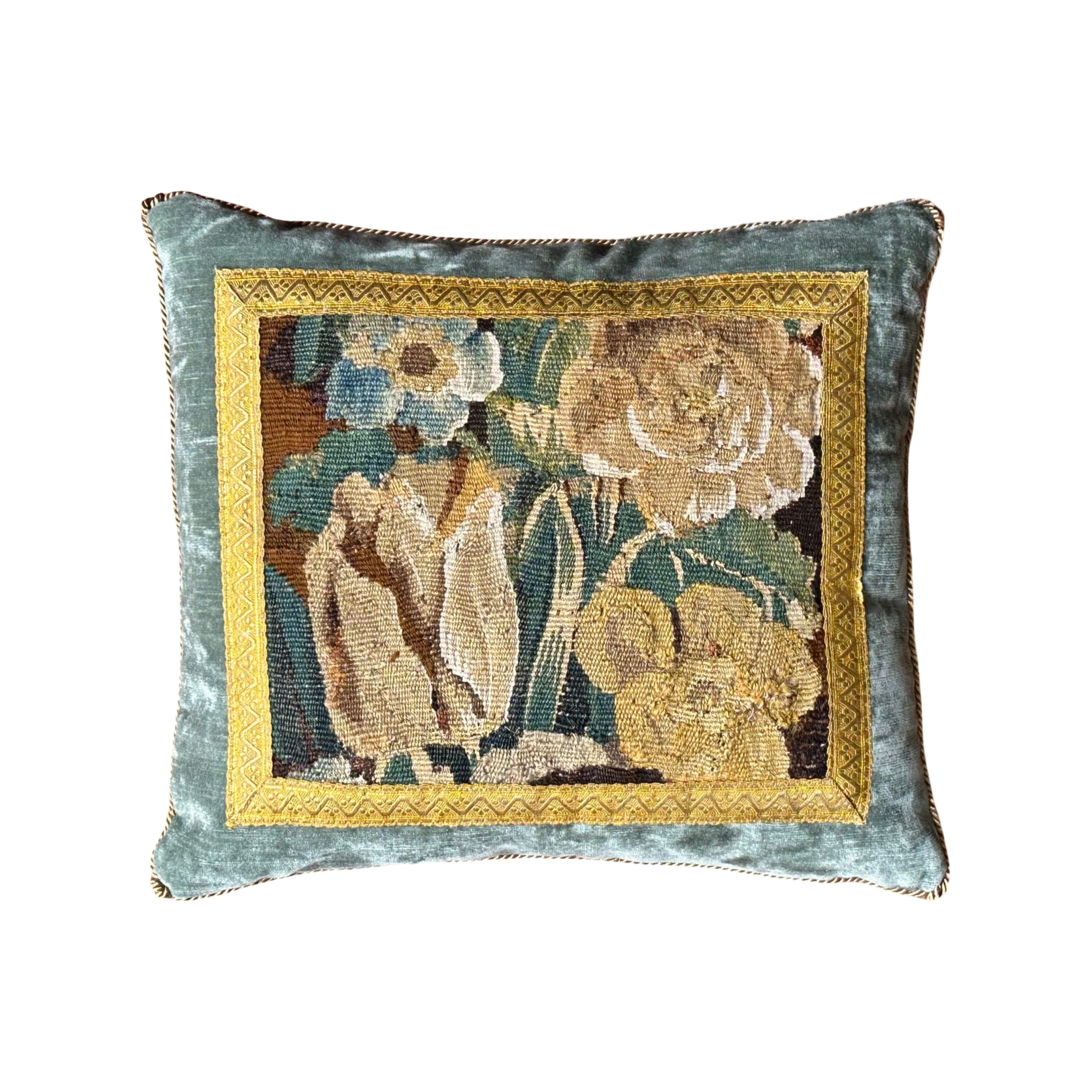 18th Century Tapestry Fragment (#T052225A | 15 x 17") New Pillows B. Viz Design