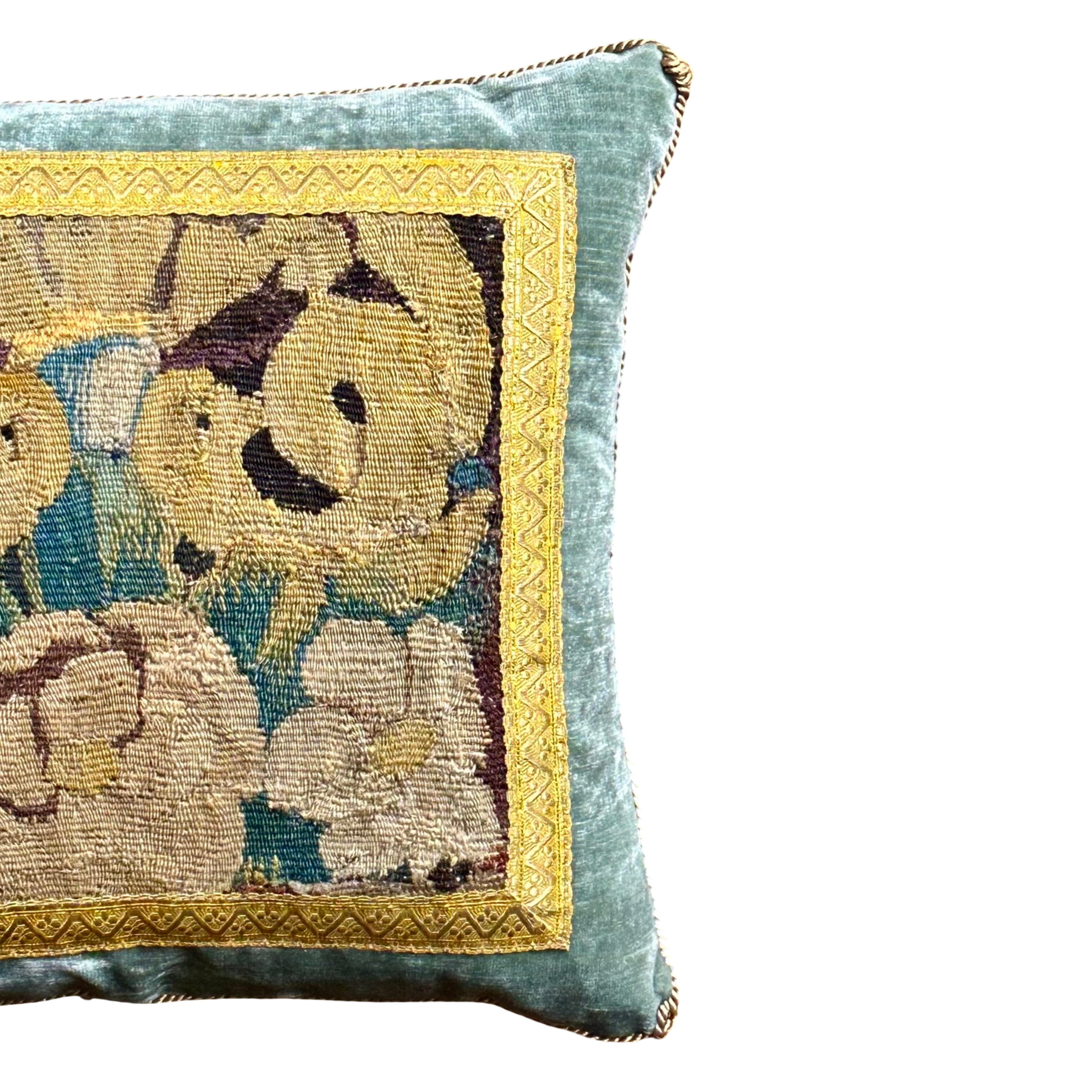 18th Century Tapestry Fragment (#T052225B | 15 x 17") New Pillows B. Viz Design