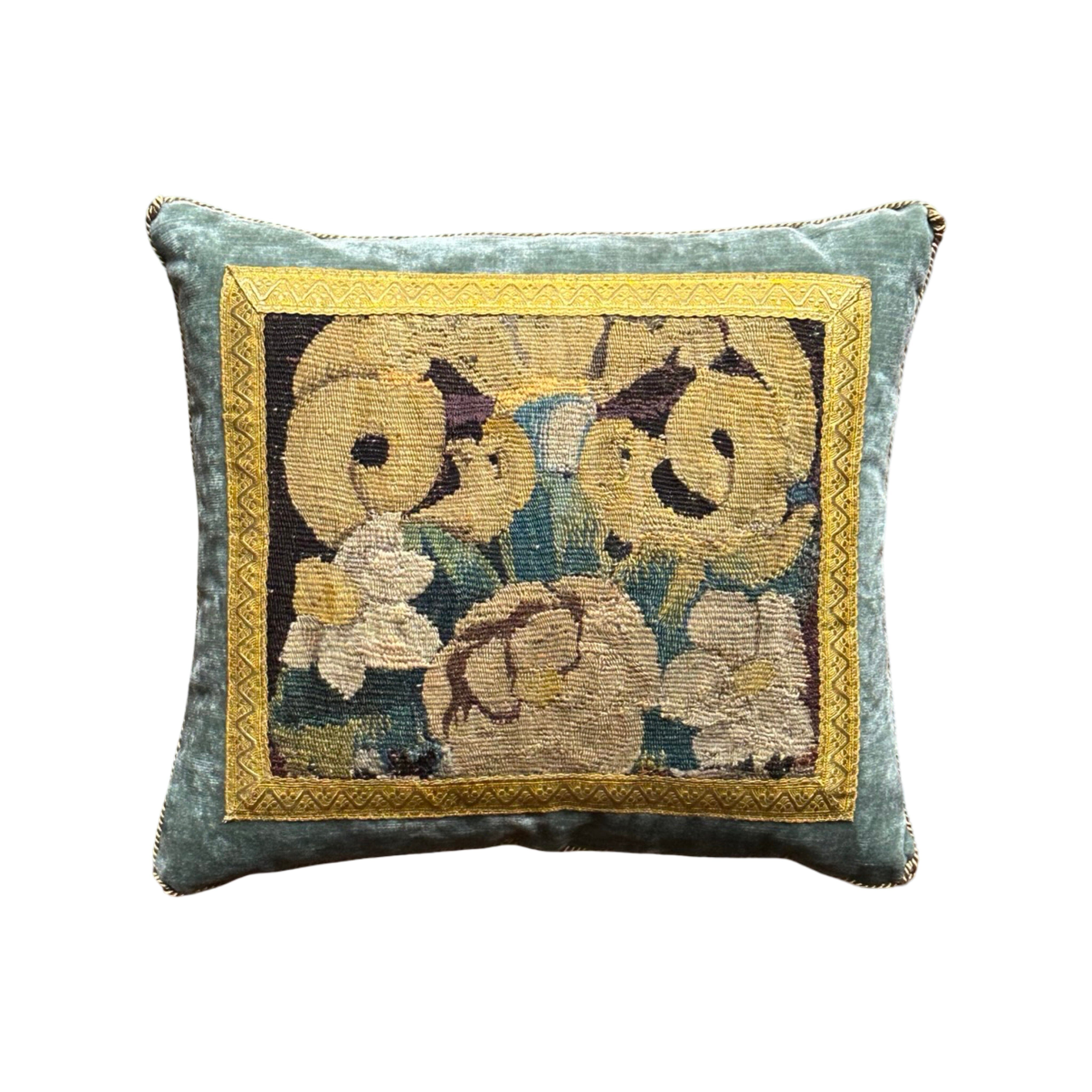18th Century Tapestry Fragment (#T052225B | 15 x 17") New Pillows B. Viz Design