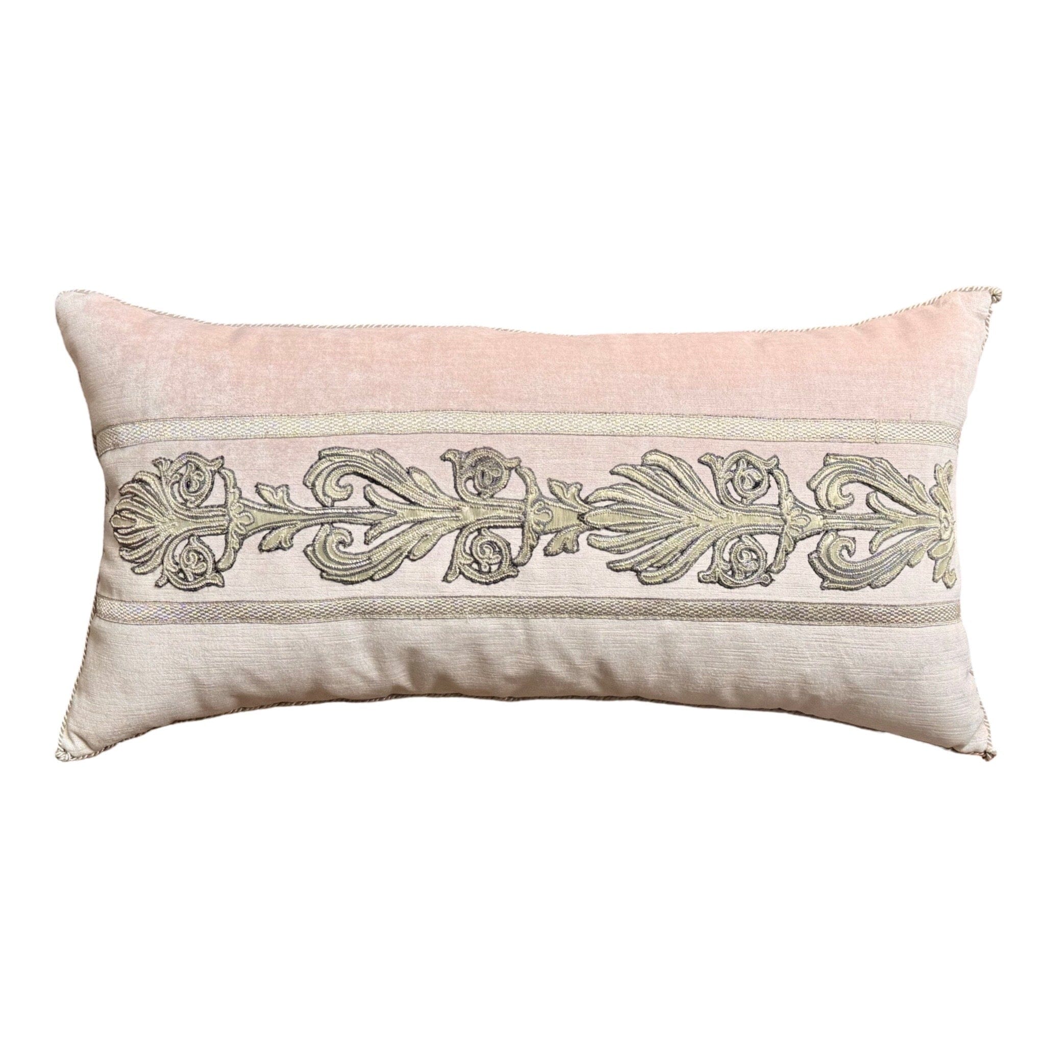1920's European Silver Metallic Embroidered Applique (#E102624 | 14" x 27") New Pillows B. Viz Design