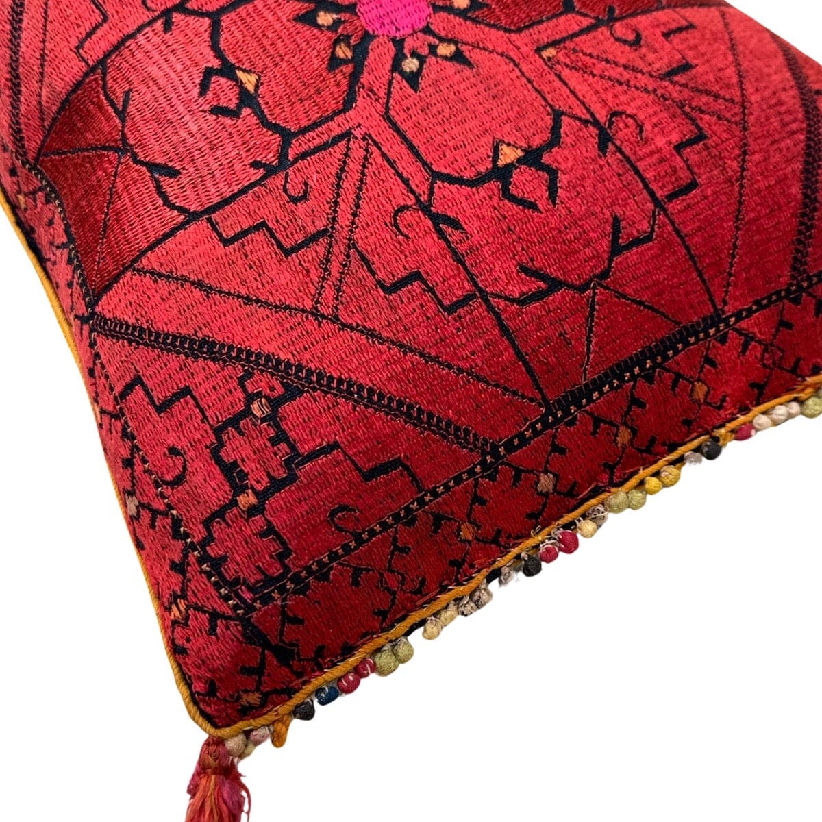 1920's Hand Embroidered Swat Valley Bridal Dowry Pillow (#M110123 | 13 x 28") New Pillows B. Viz Design 