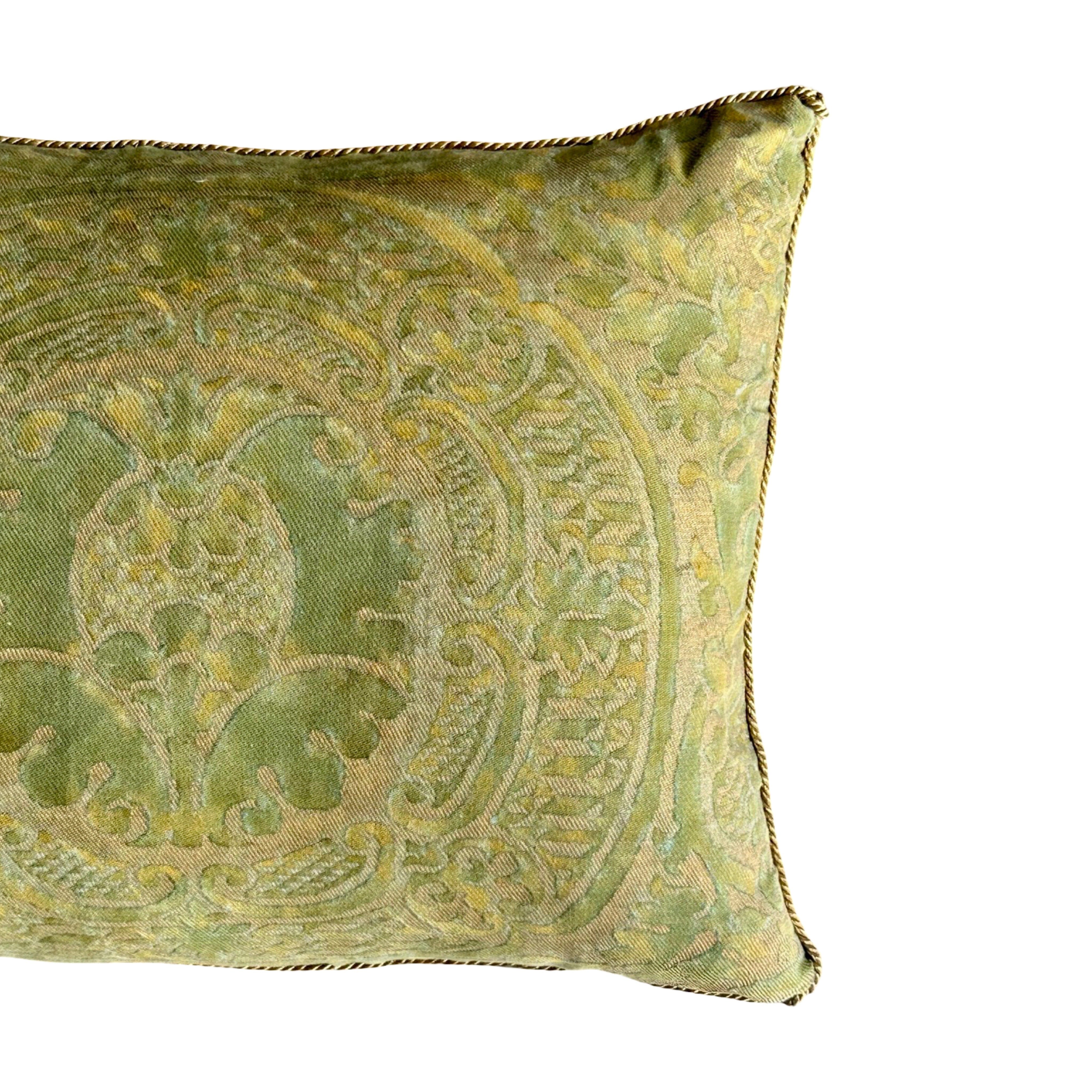 1950s Orsini Fortuny Backed with Pale Chartreuse Velvet (#F062825 | 15 x 19") New Pillows B. Viz Design