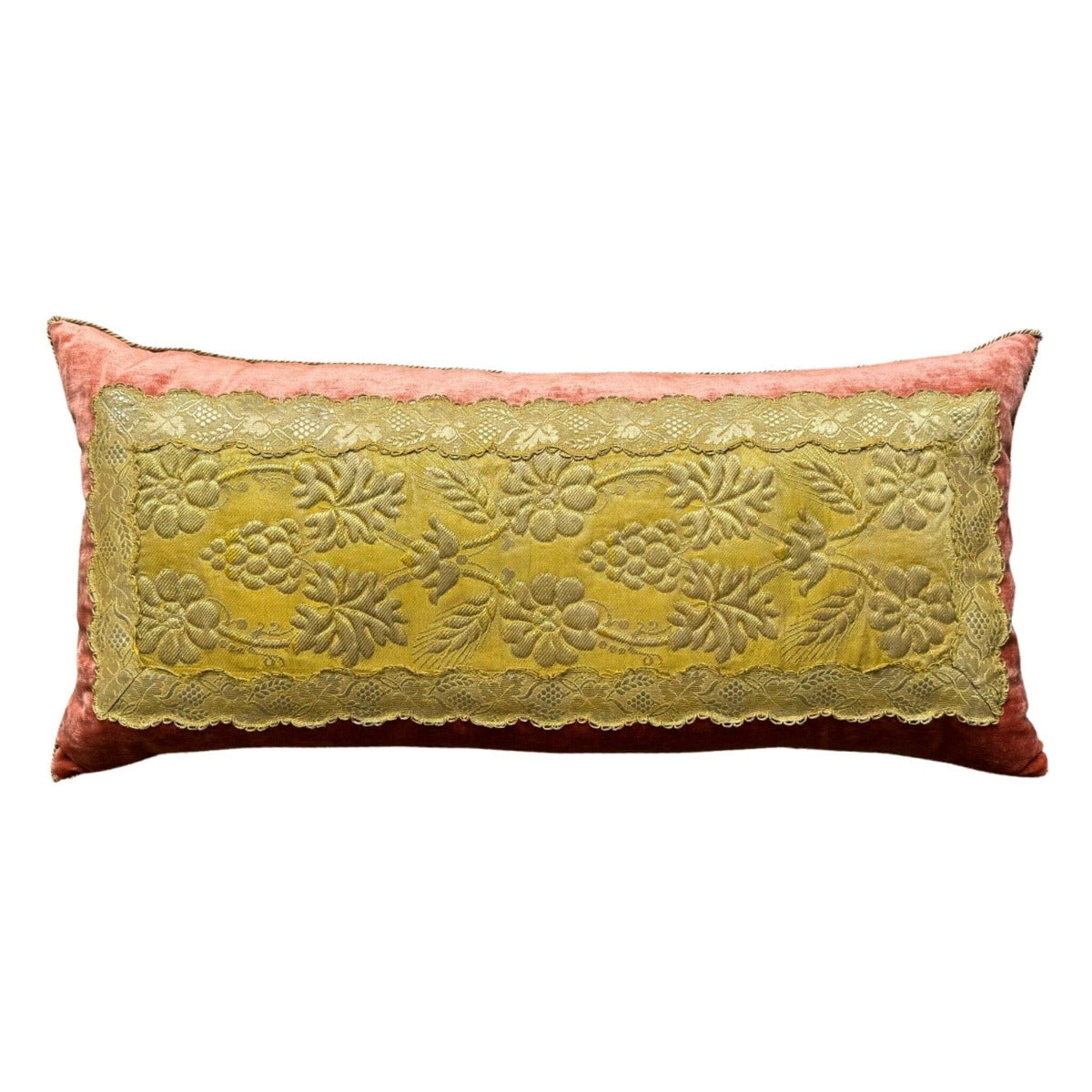 19th C. European Cloth of Gold with Raised Gold Metallic Embroidery (#M111523 | 15x31") New Pillows B. Viz Design 