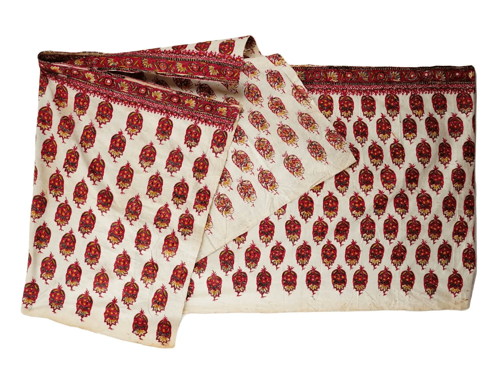 19th C Indian Hand Embroidered Textile Wall Hanging (#7859 | 36 x 172") Wall Decor Live Auctioneers