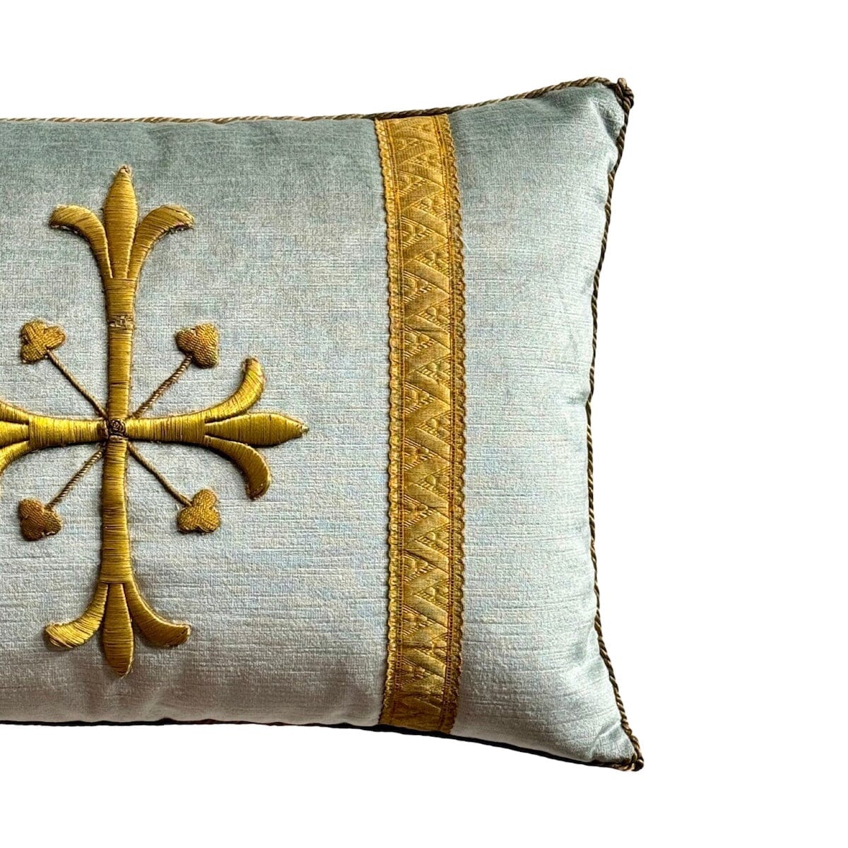 19th Century Ecclesiastic Raised Gold Metallic Cross (#E042524A&B) | 13 1/2 x 19" New Pillows B. Viz Design