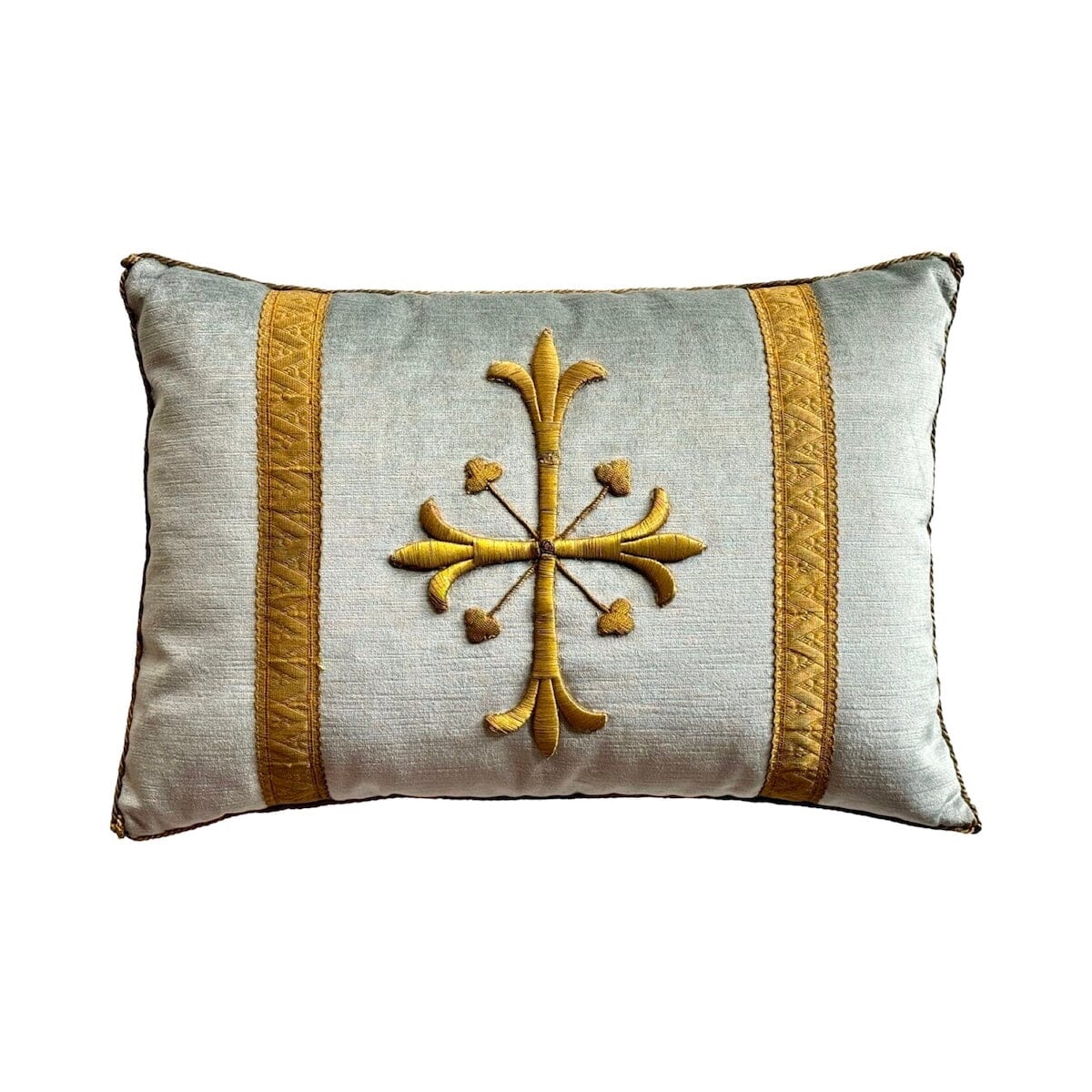19th Century Ecclesiastic Raised Gold Metallic Cross (#E042524A&B) | 13 1/2 x 19" New Pillows B. Viz Design