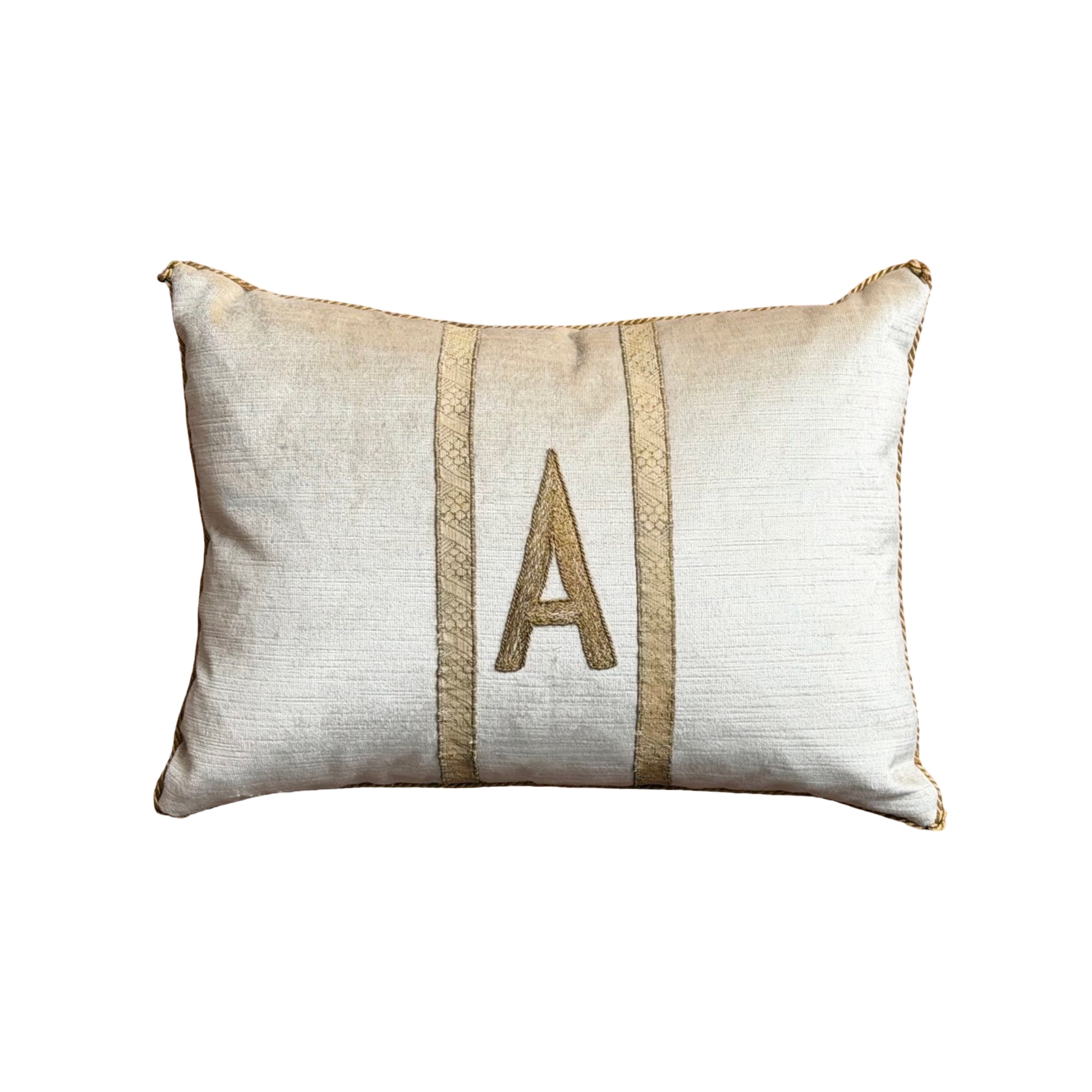 "A" Initial Pillow (#A071825) 11 x15" New Pillows B. Viz Design