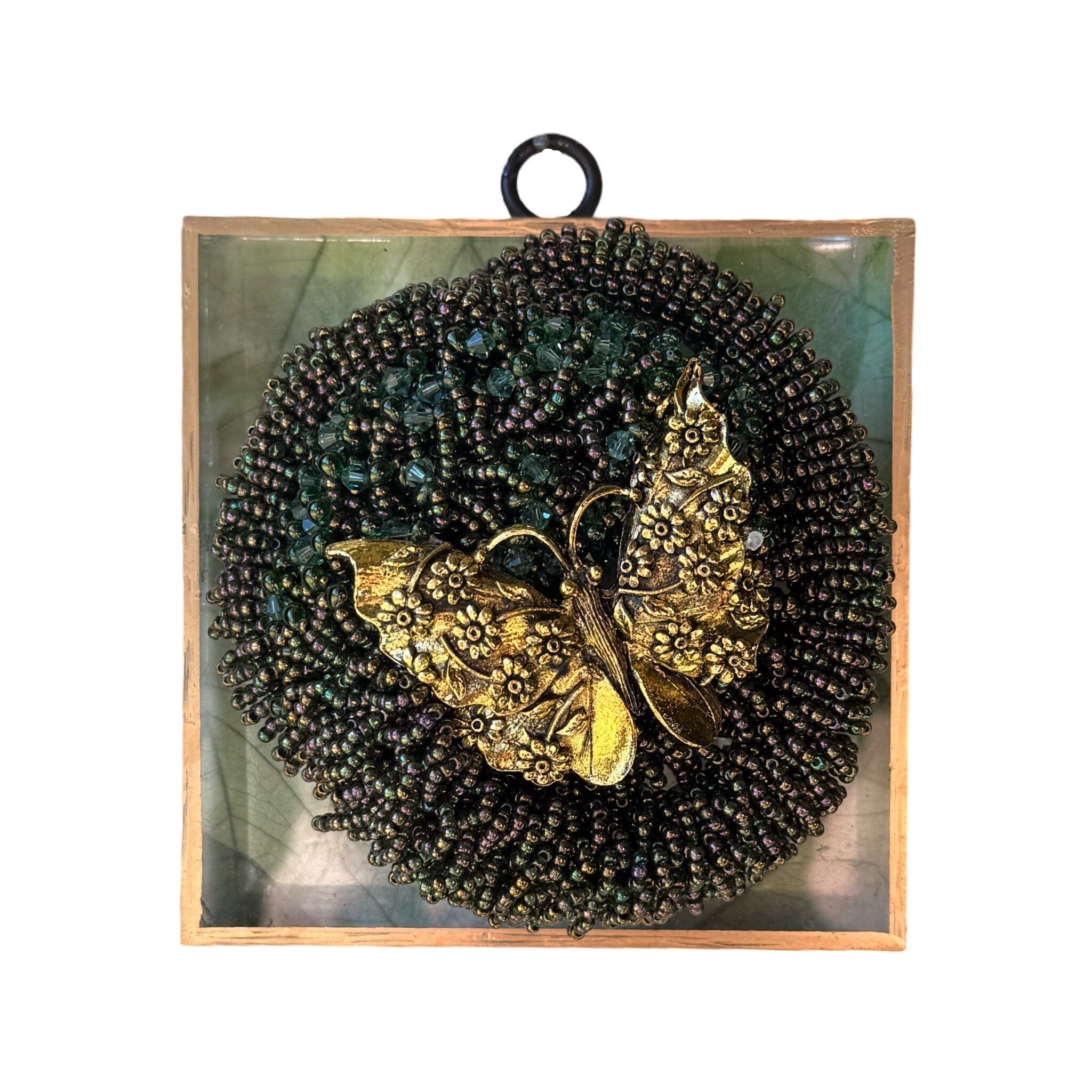 Acrylic Frame with Butterfly on Beads with Slight Imperfections | 4" Wide x 1 Objet d'Art Museum Bees