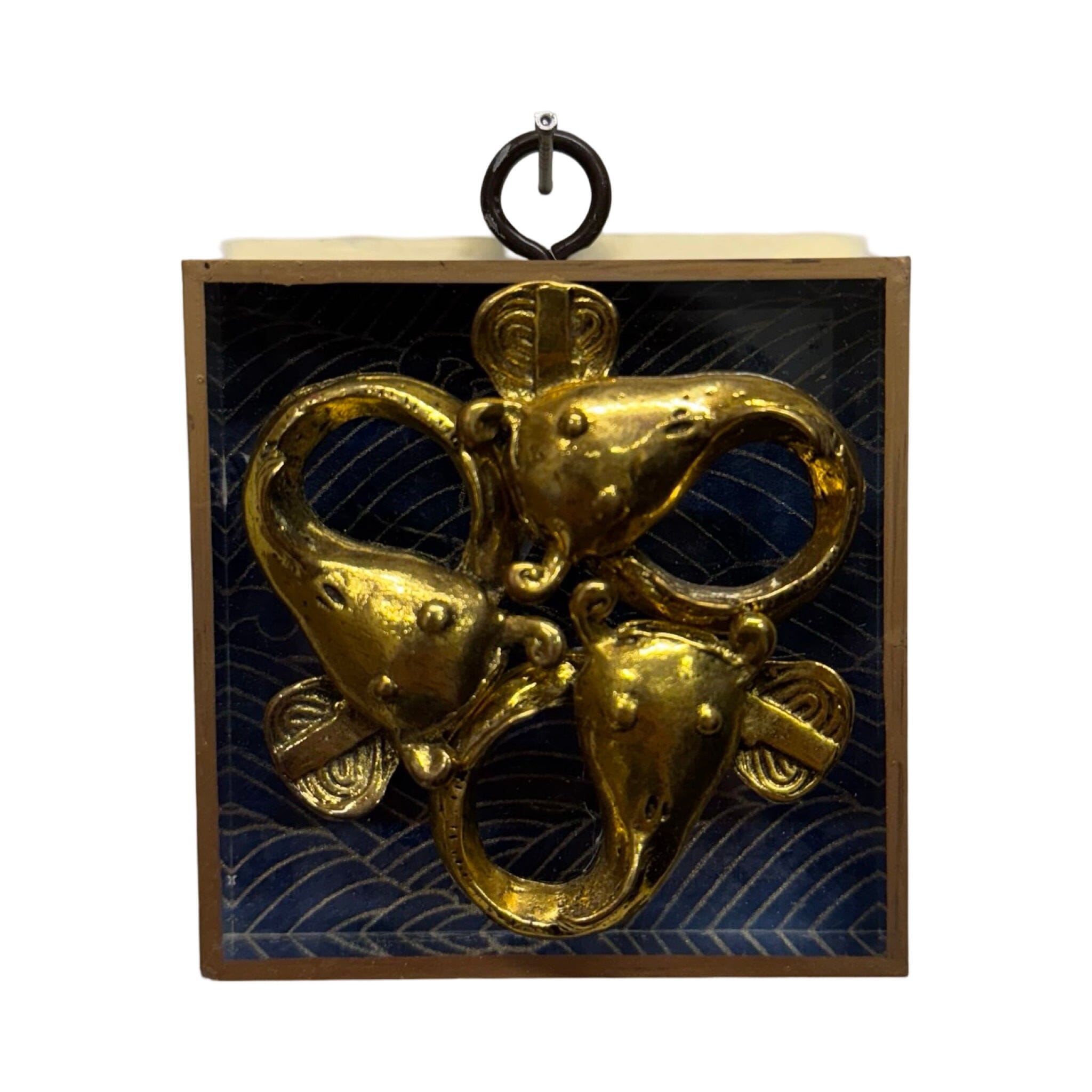 Acrylic Frame with Fish on Marbled Paper / Slight Imperfections | (3" wide x 1") Art Museum Bees