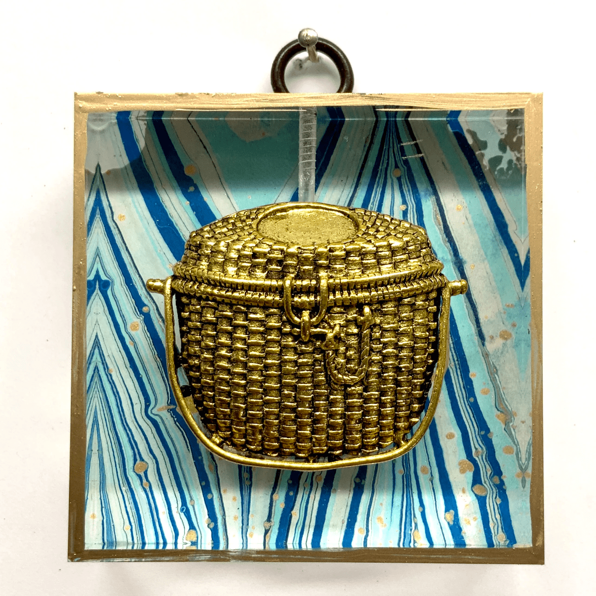 Acrylic Frame with Nantucket Basket on Marbled Paper / Slight Imperfections | 3 x 1" Museum Bees Museum Bees