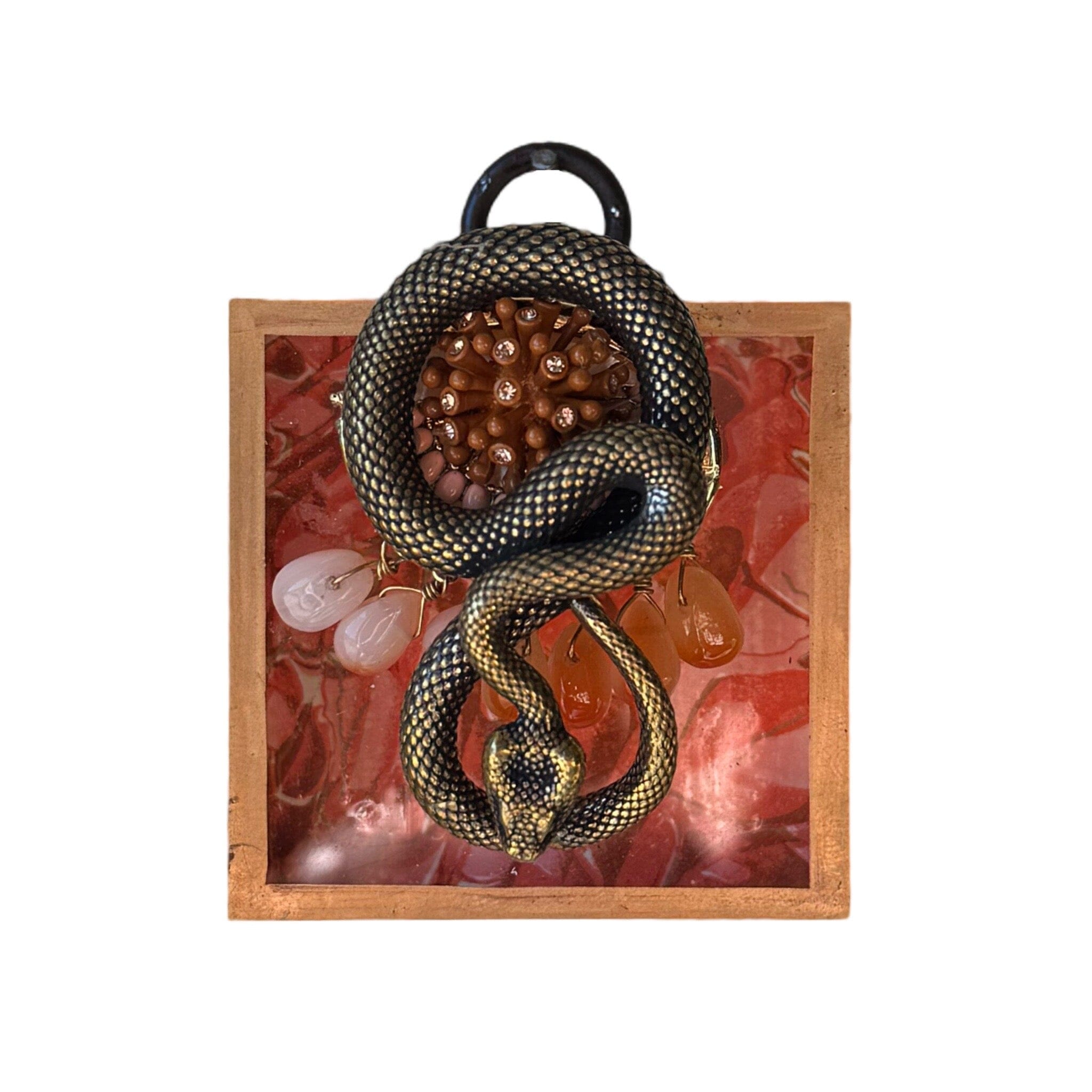 Acrylic Frame with Snake Brooch with Slight Imperfections | 2" Wide x 1 Objet d'Art Museum Bees