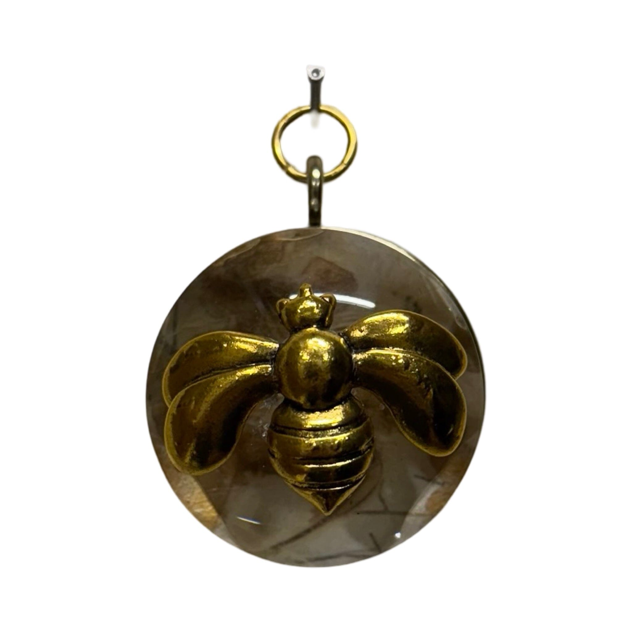 Acrylic Orb Frame with Deco Bee on Mulberry Paper / Slight Imperfections | (2" wide x 1") Art Museum Bees