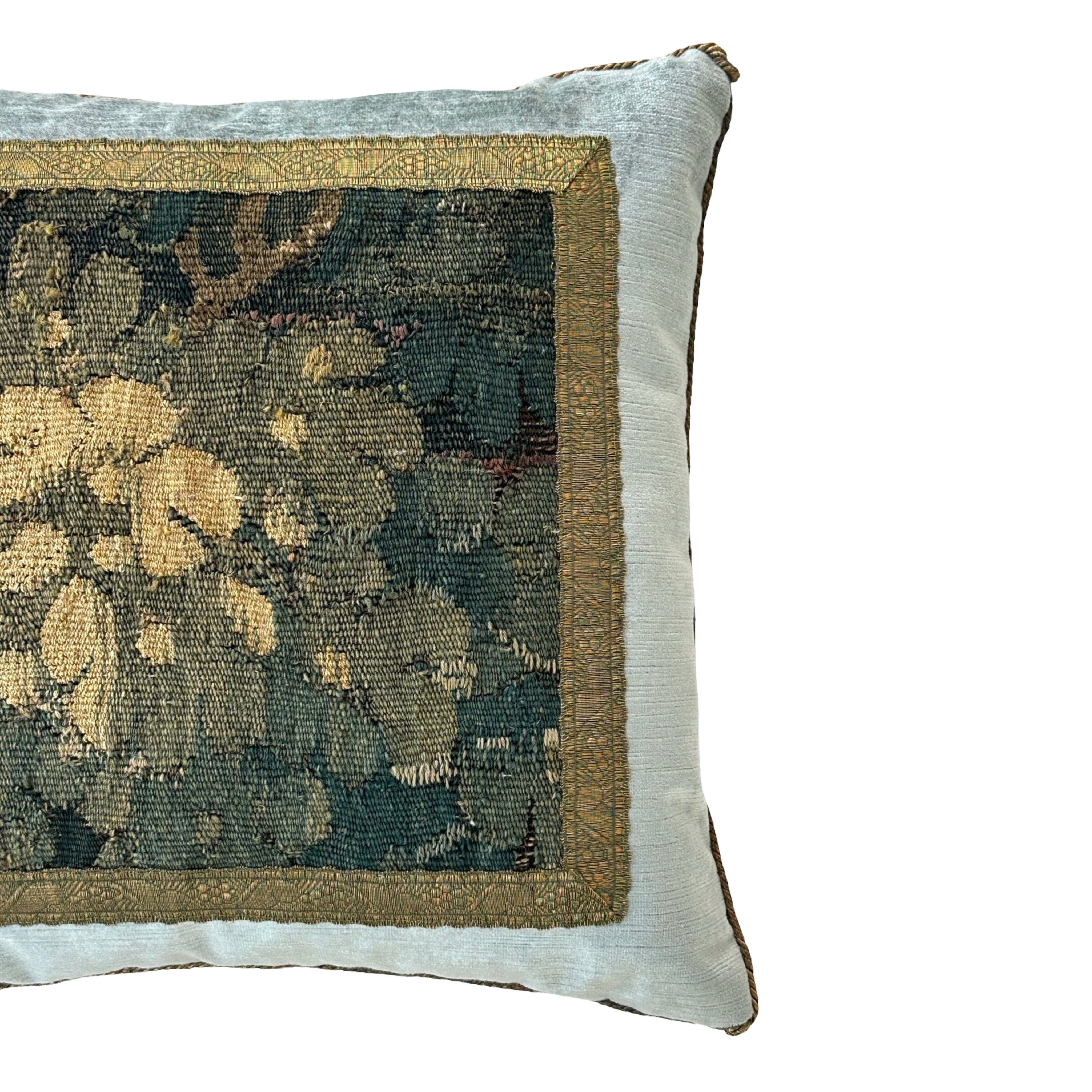 Antique 17th C. Verdure Tapestry Fragment (#T040325 | 16 x 16") New Pillows B. Viz Design