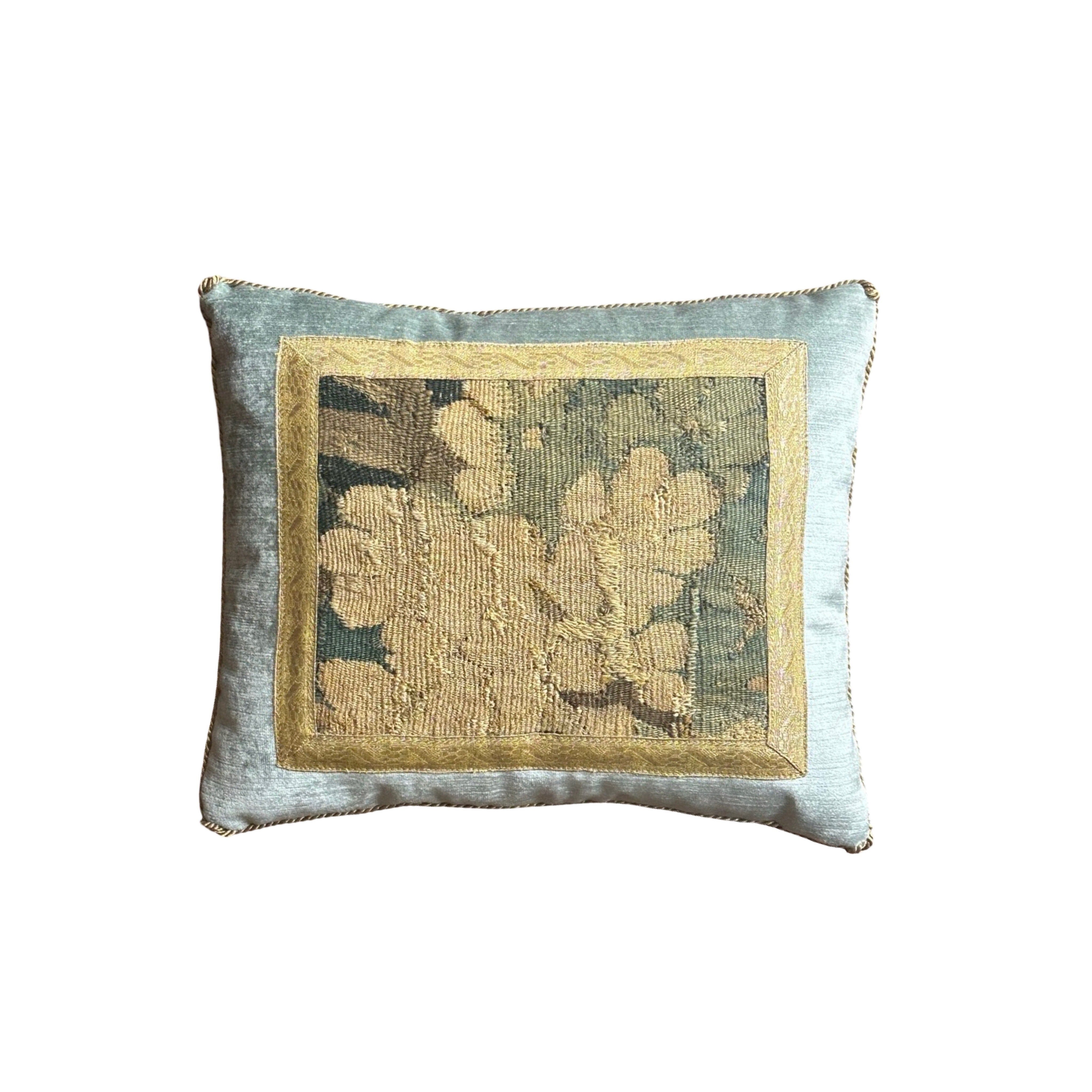 Antique 17th Century Verdure Tapestry Fragment (#T040225 | 12.5 x 15") New Pillows B. Viz Design