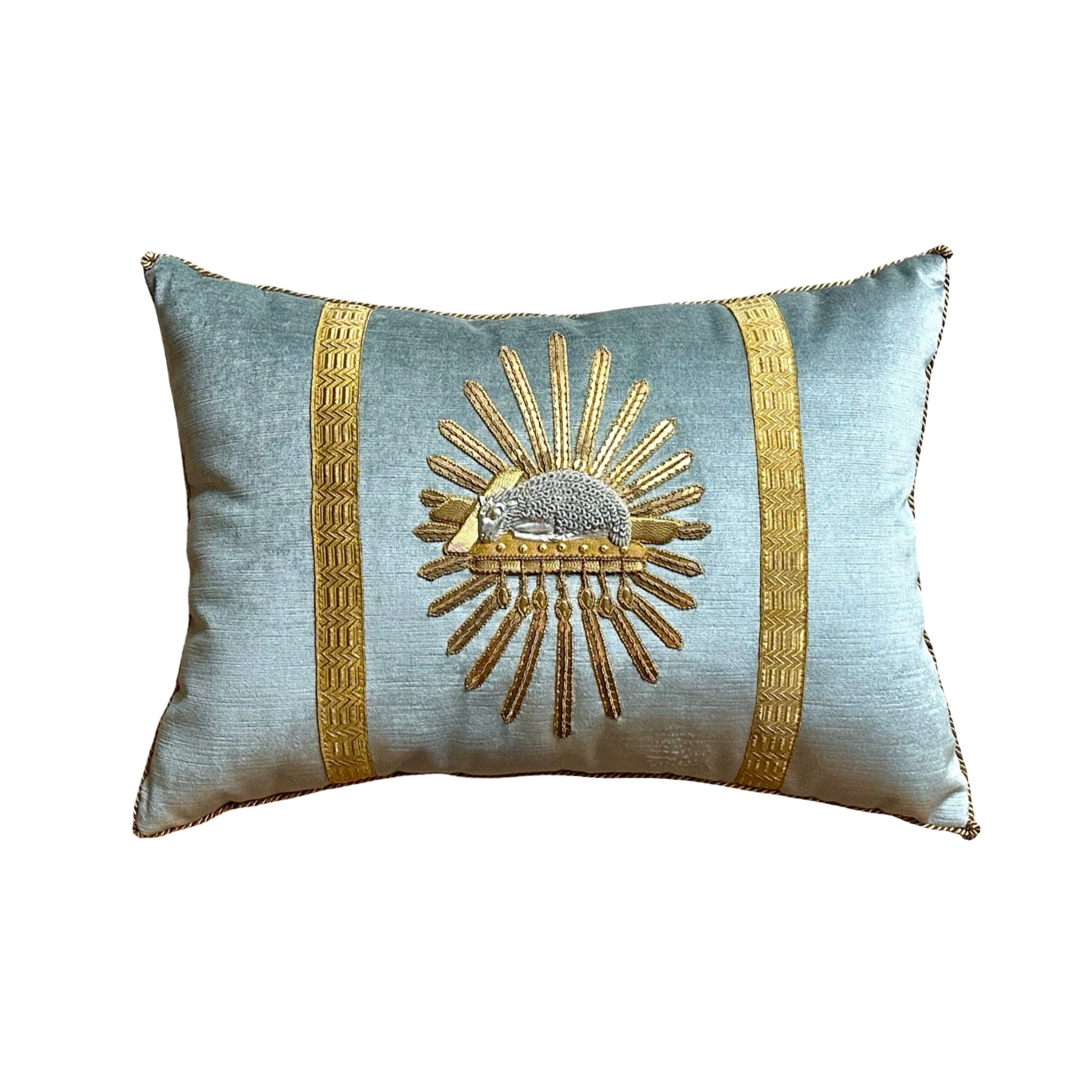 Antique Ecclesiastic Gold and Silver Embroidered Applique (#A030925 | 13.5" x 19") New Pillows B. Viz Design
