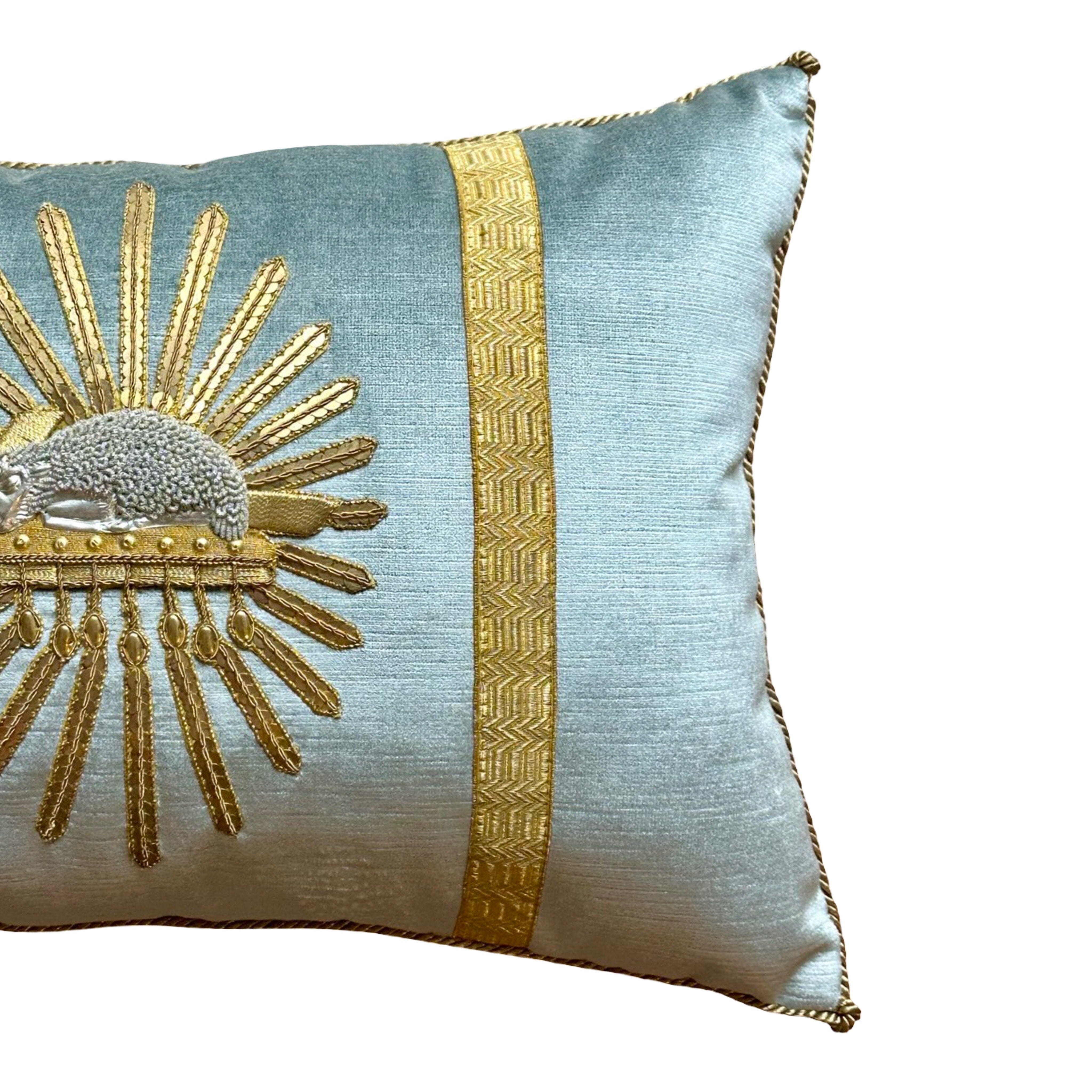 Antique Ecclesiastic Gold and Silver Embroidered Applique (#A030925 | 13.5" x 19") New Pillows B. Viz Design