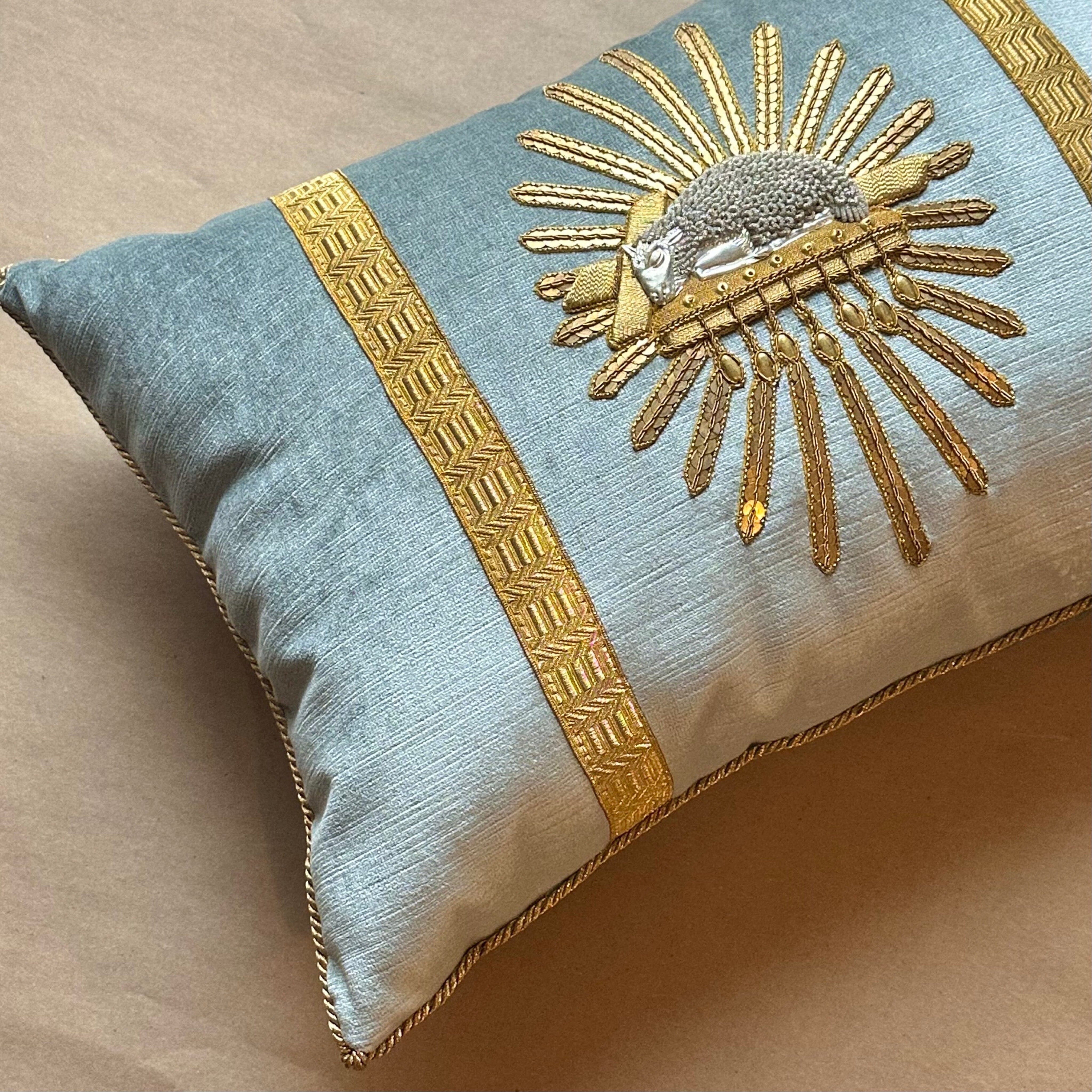 Antique Ecclesiastic Gold and Silver Embroidered Applique (#A030925 | 13.5" x 19") New Pillows B. Viz Design
