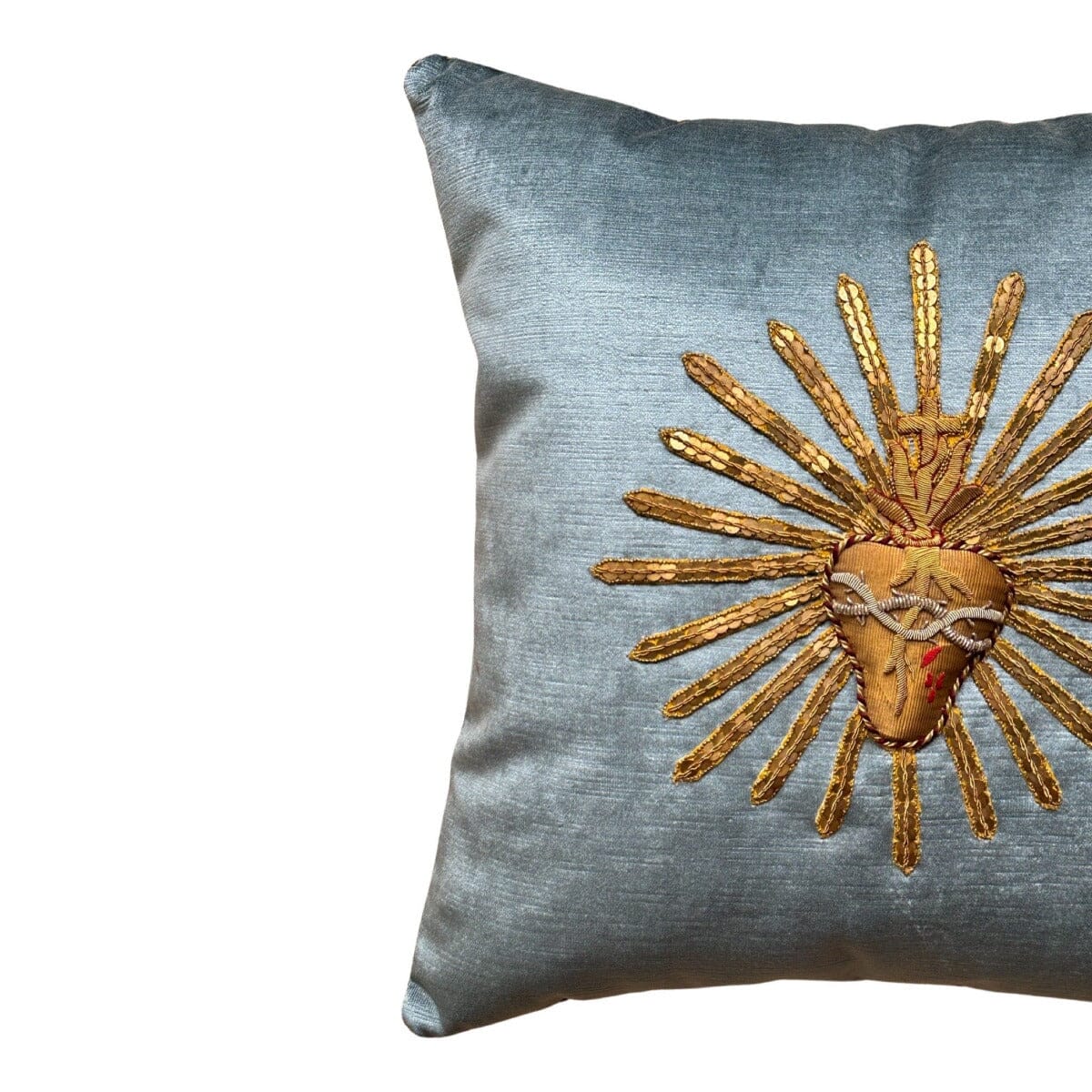 Antique Ecclesiastic Gold and Silver Embroidery (#E100823 | 17 1/2 x 17 1/2") New Pillows B. Viz Design