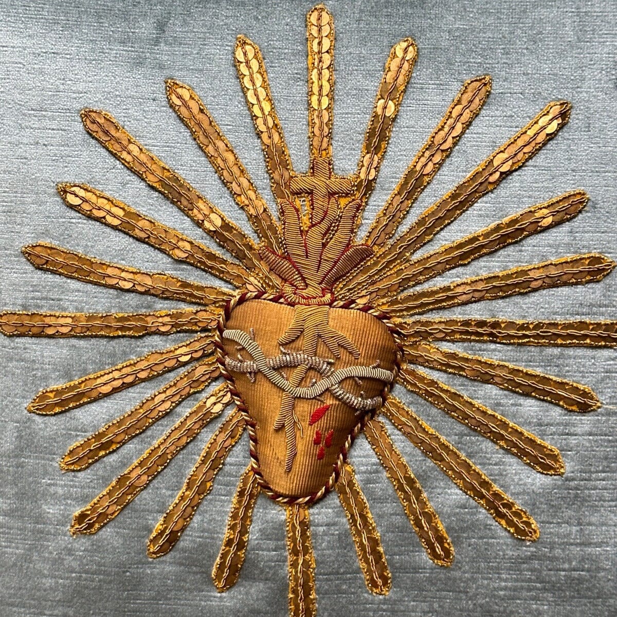 Antique Ecclesiastic Gold and Silver Embroidery (#E100823 | 17 1/2 x 17 1/2") New Pillows B. Viz Design