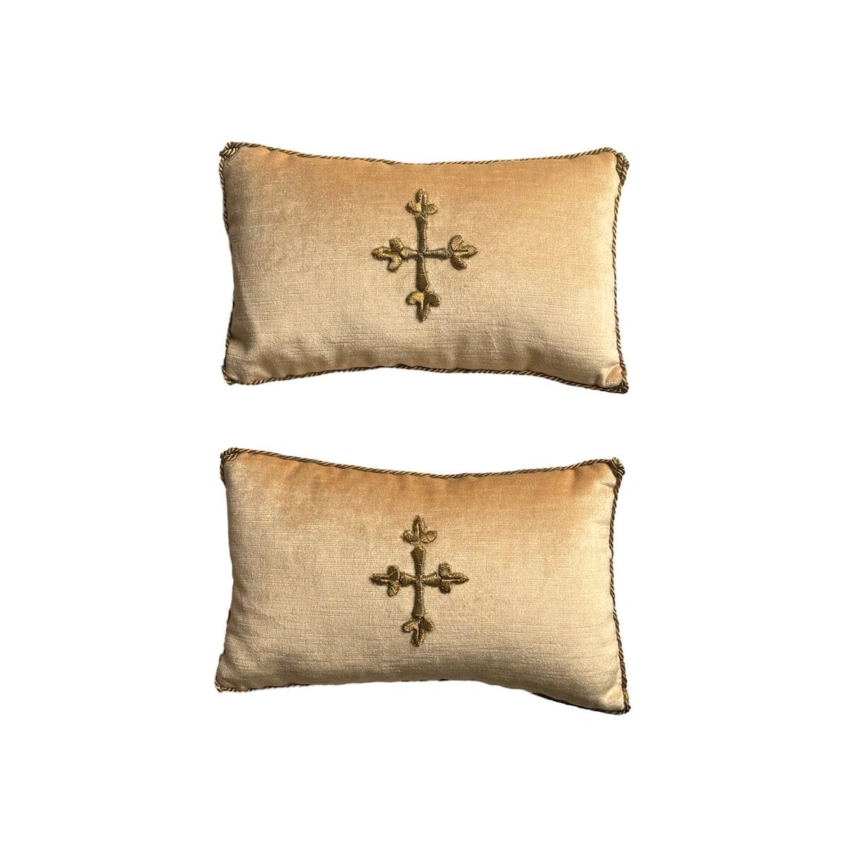 Antique Ecclesiastic Metallic Gold Embroidery (#E051024A&B | 7.5 x 12") New Pillows B. Viz Design