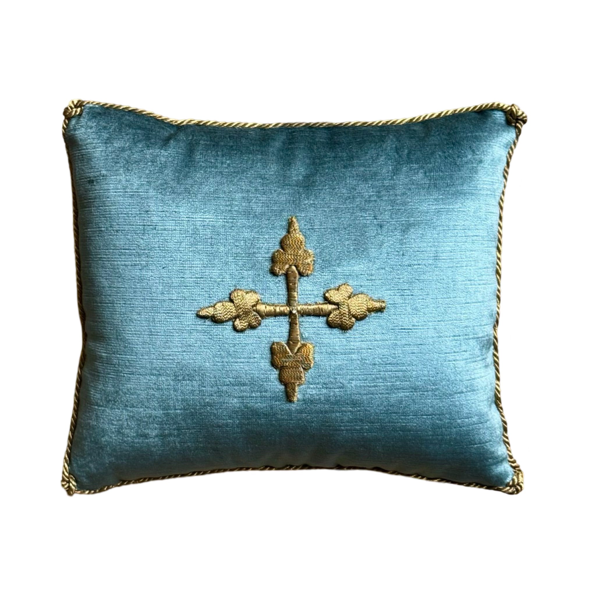 Antique Ecclesiastic Metallic Gold Embroidery (#E080324 | 9.5 x 11") New Pillows B. Viz Design