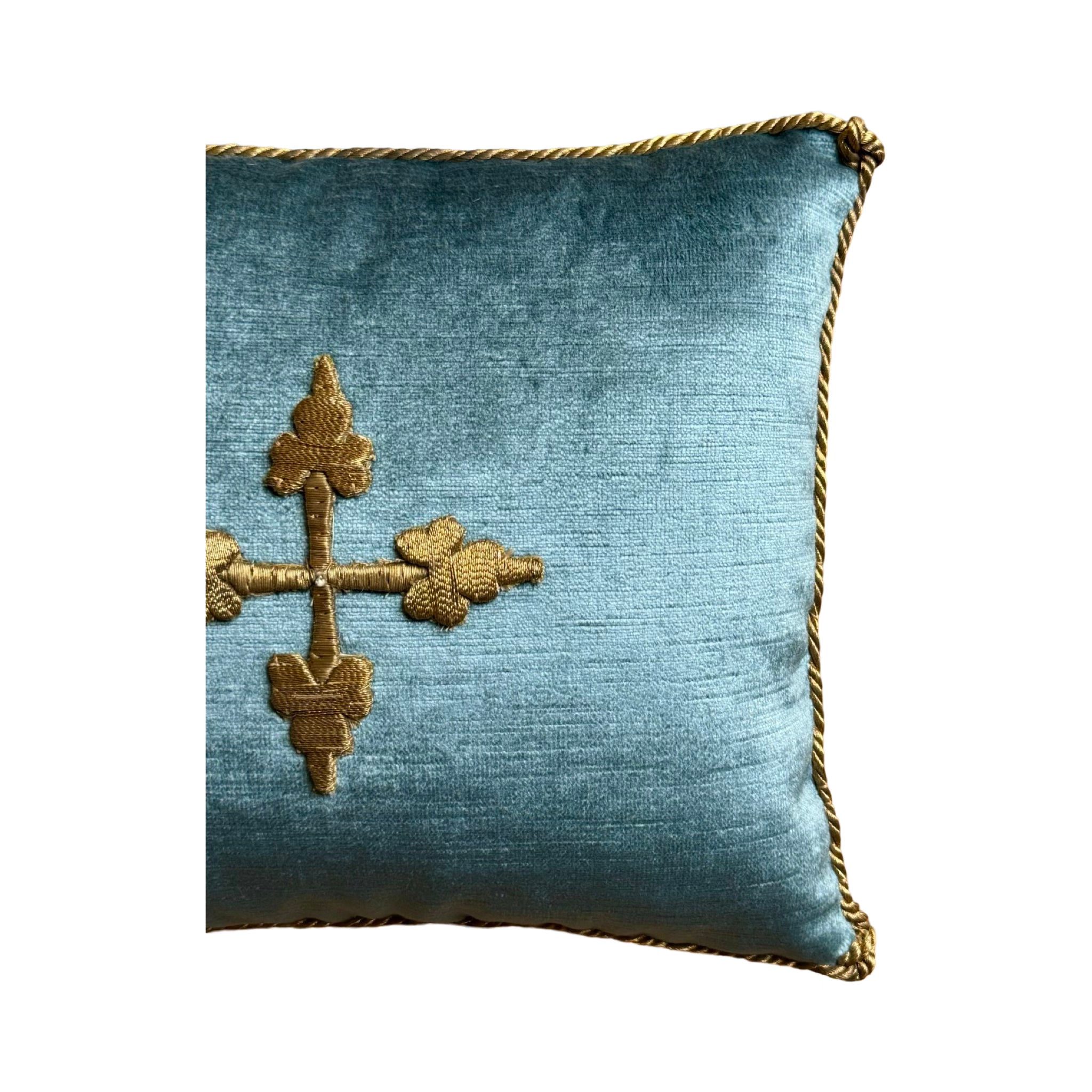 Antique Ecclesiastic Metallic Gold Embroidery (#E080324 | 9.5 x 11") New Pillows B. Viz Design