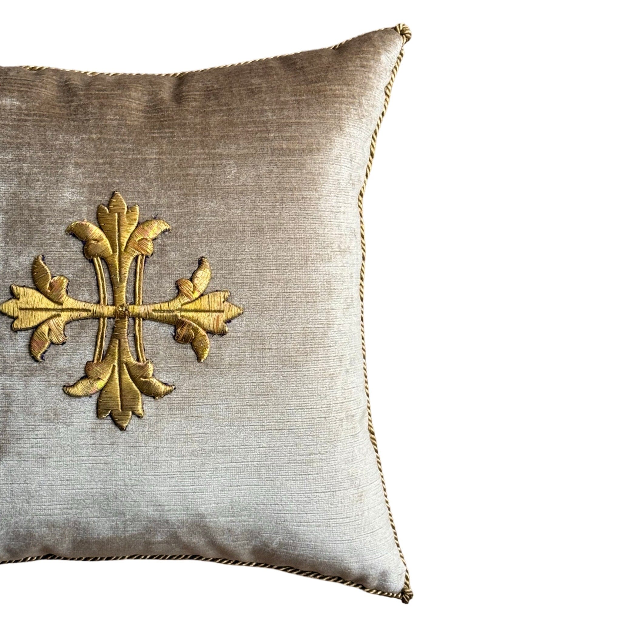 Antique Ecclesiastic Metallic Gold Embroidery (#E102524 | 14 x 14") New Pillows B. Viz Design
