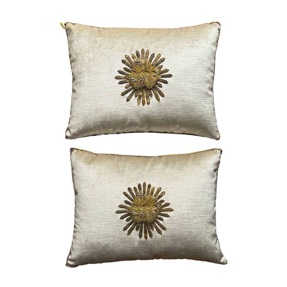 Antique Ecclesiastic Metallic Silver and Gold Applique (#A051724A&B | 13 x 17") New Pillows B. Viz Design