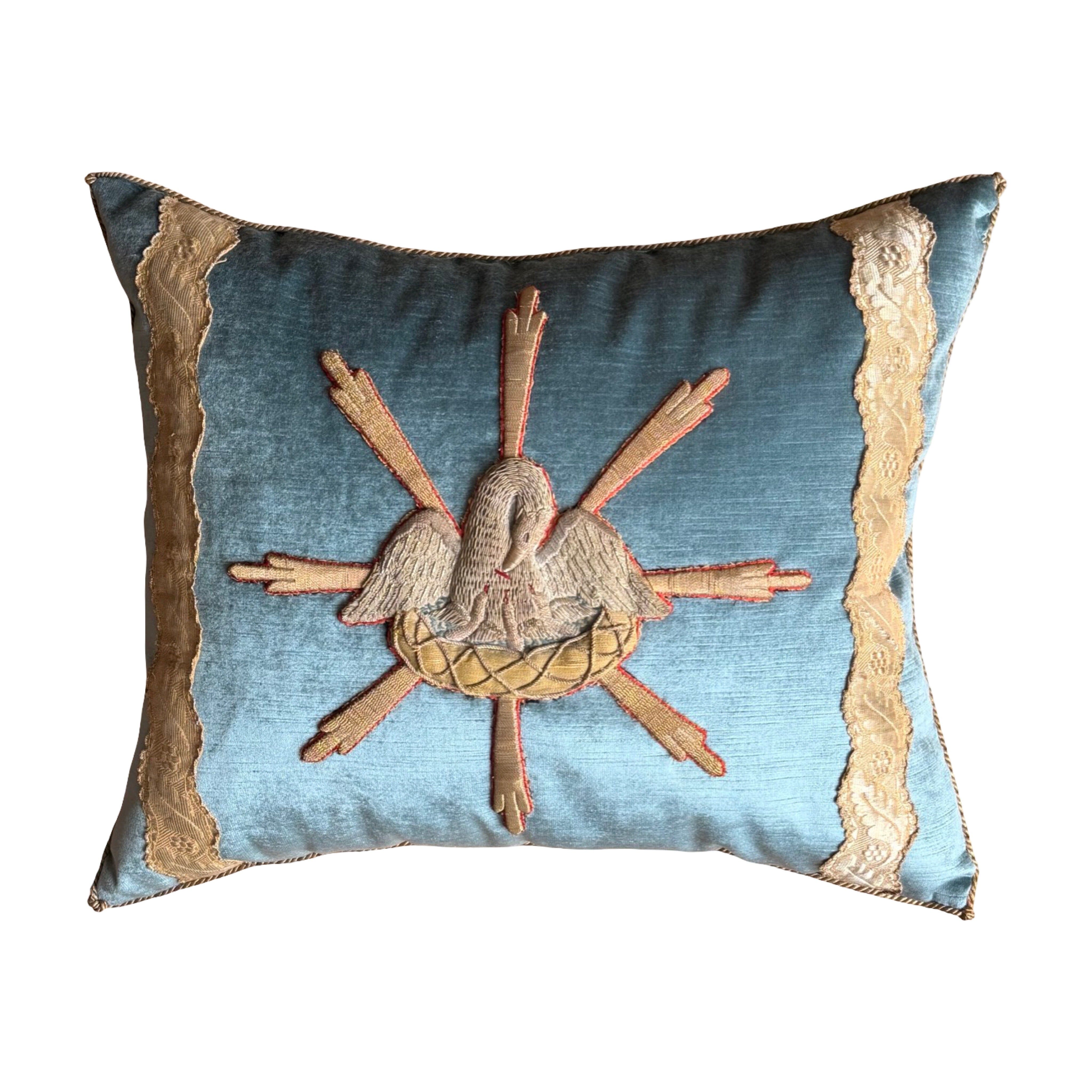 Antique Ecclesiastic Pelican in Her Piety Embroidery (#A030326 | 16.5 x 20") (Copy) New Pillows B. Viz Design