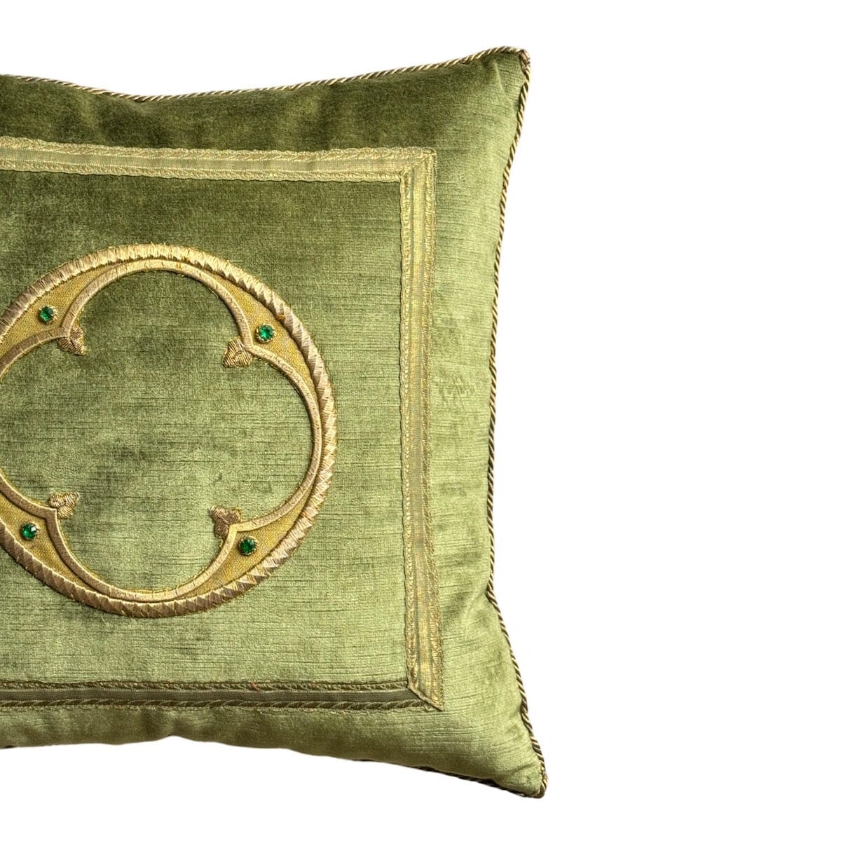Antique Ecclesiastic Raised Gold Metallic Embroidery (E052524 | 16 1/2 x 16 1/2) New Pillows B. Viz Design