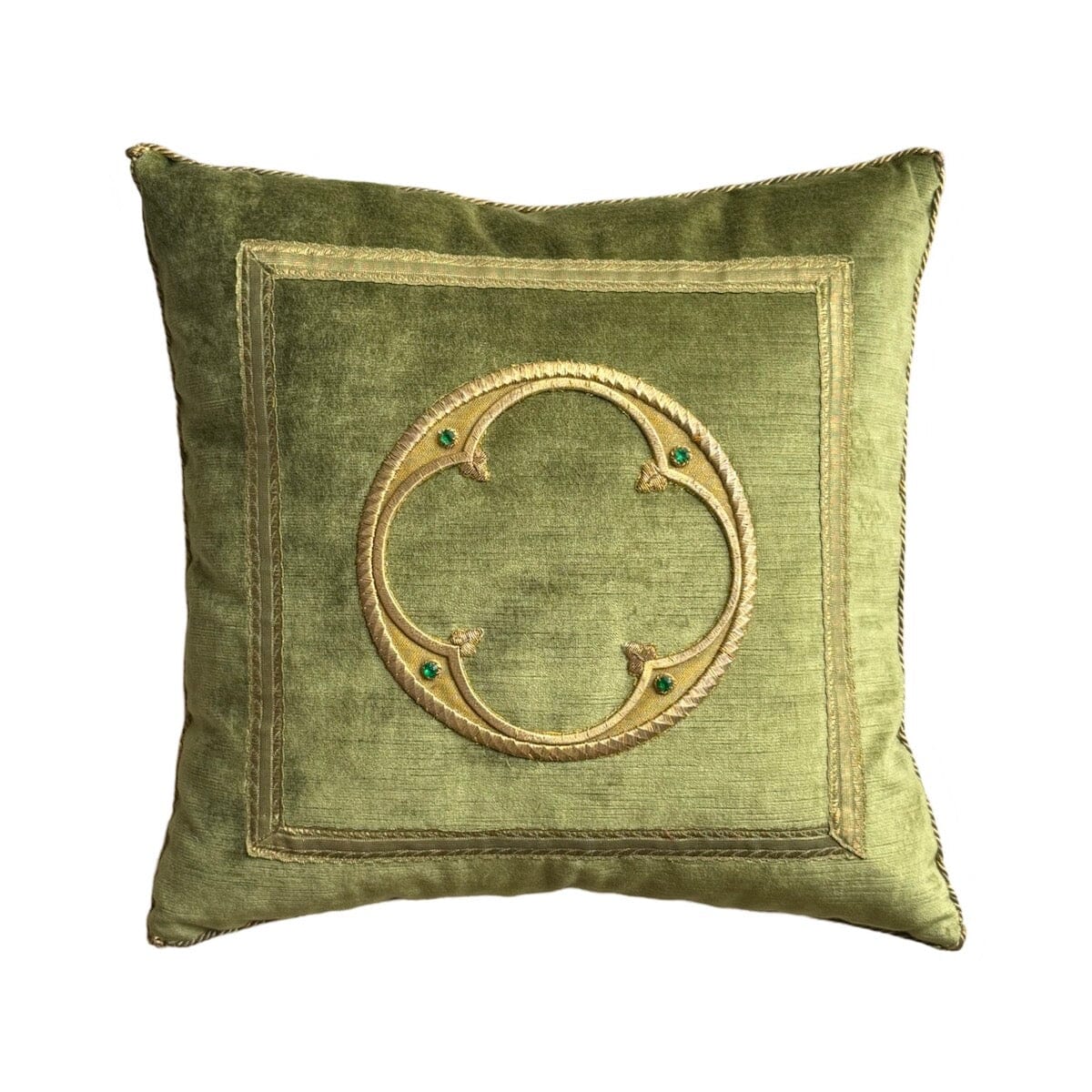 Antique Ecclesiastic Raised Gold Metallic Embroidery (E052524 | 16 1/2 x 16 1/2) New Pillows B. Viz Design