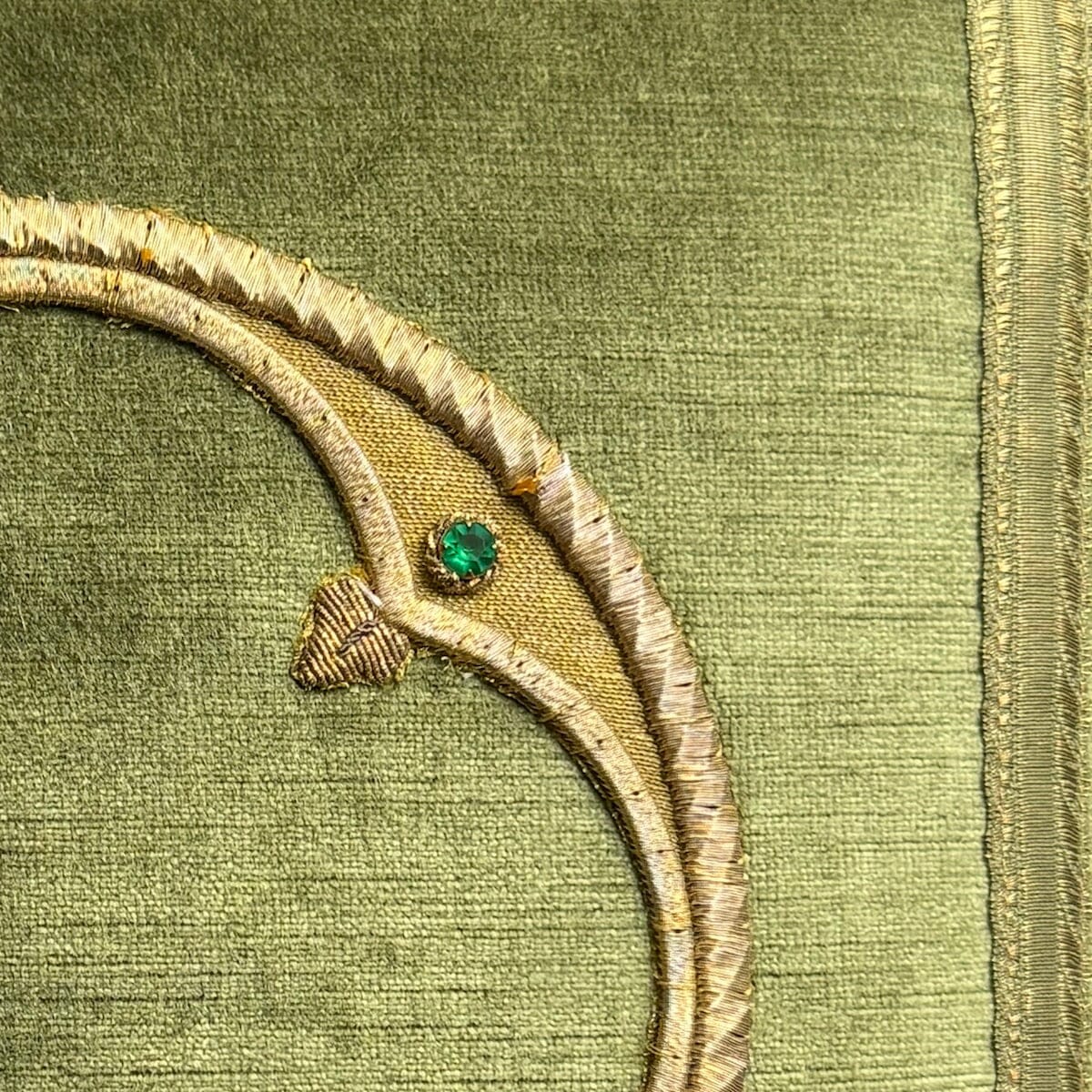 Antique Ecclesiastic Raised Gold Metallic Embroidery (E052524 | 16 1/2 x 16 1/2) New Pillows B. Viz Design