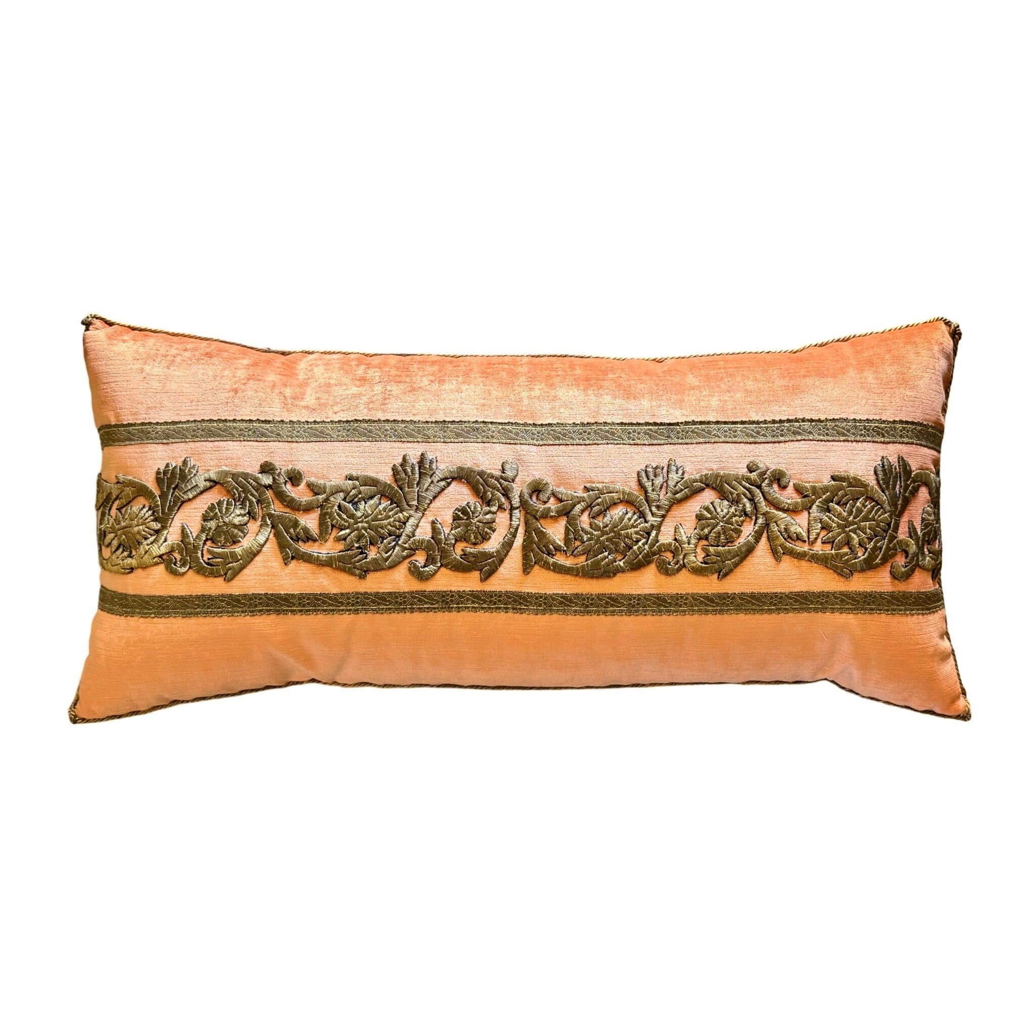 Antique Egyptian or Syrian Raised Gold Metallic Embroidery (#E091624 | 13 x 27.5") New Pillows B. Viz Design