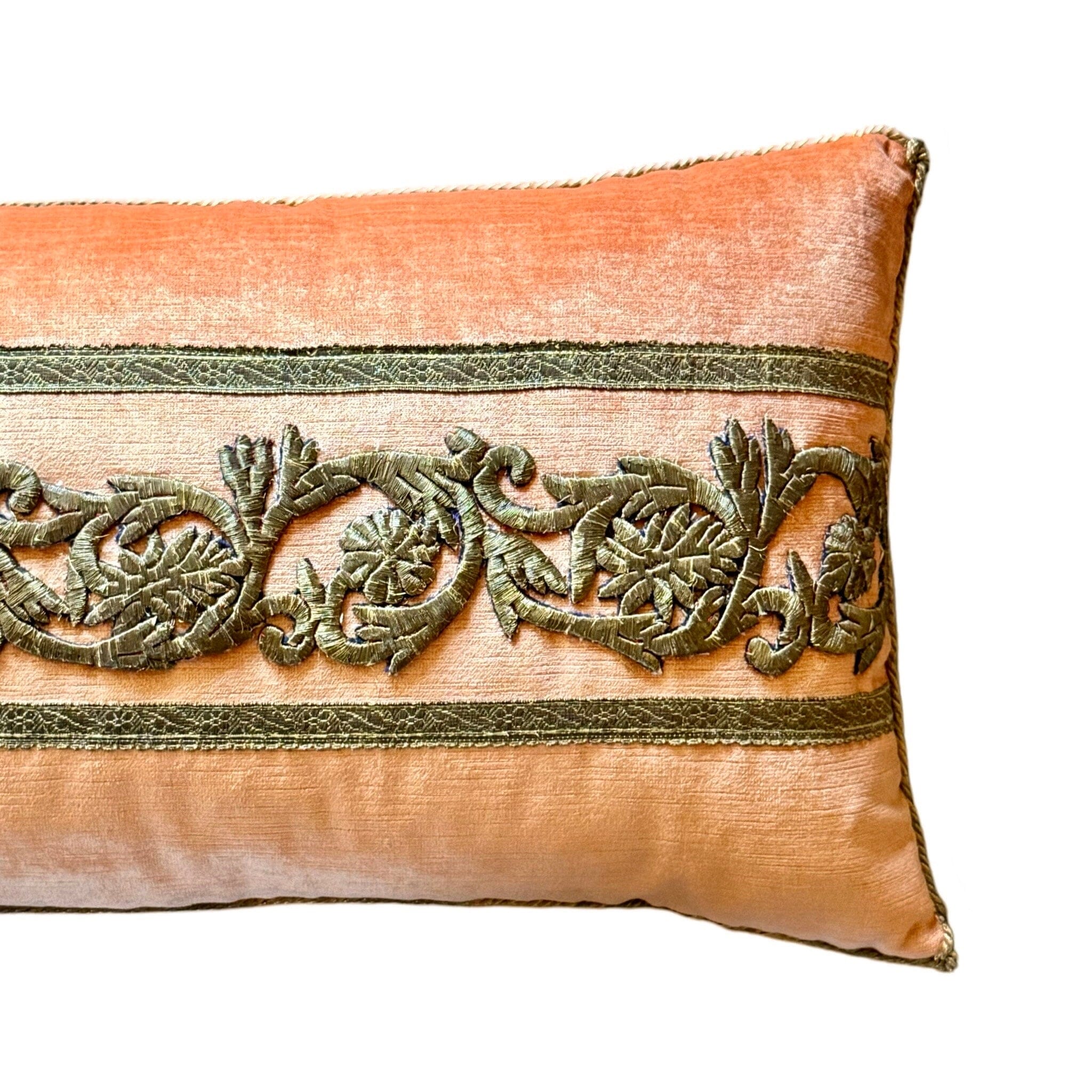 Antique Egyptian or Syrian Raised Gold Metallic Embroidery (#E091624 | 13 x 27.5") New Pillows B. Viz Design