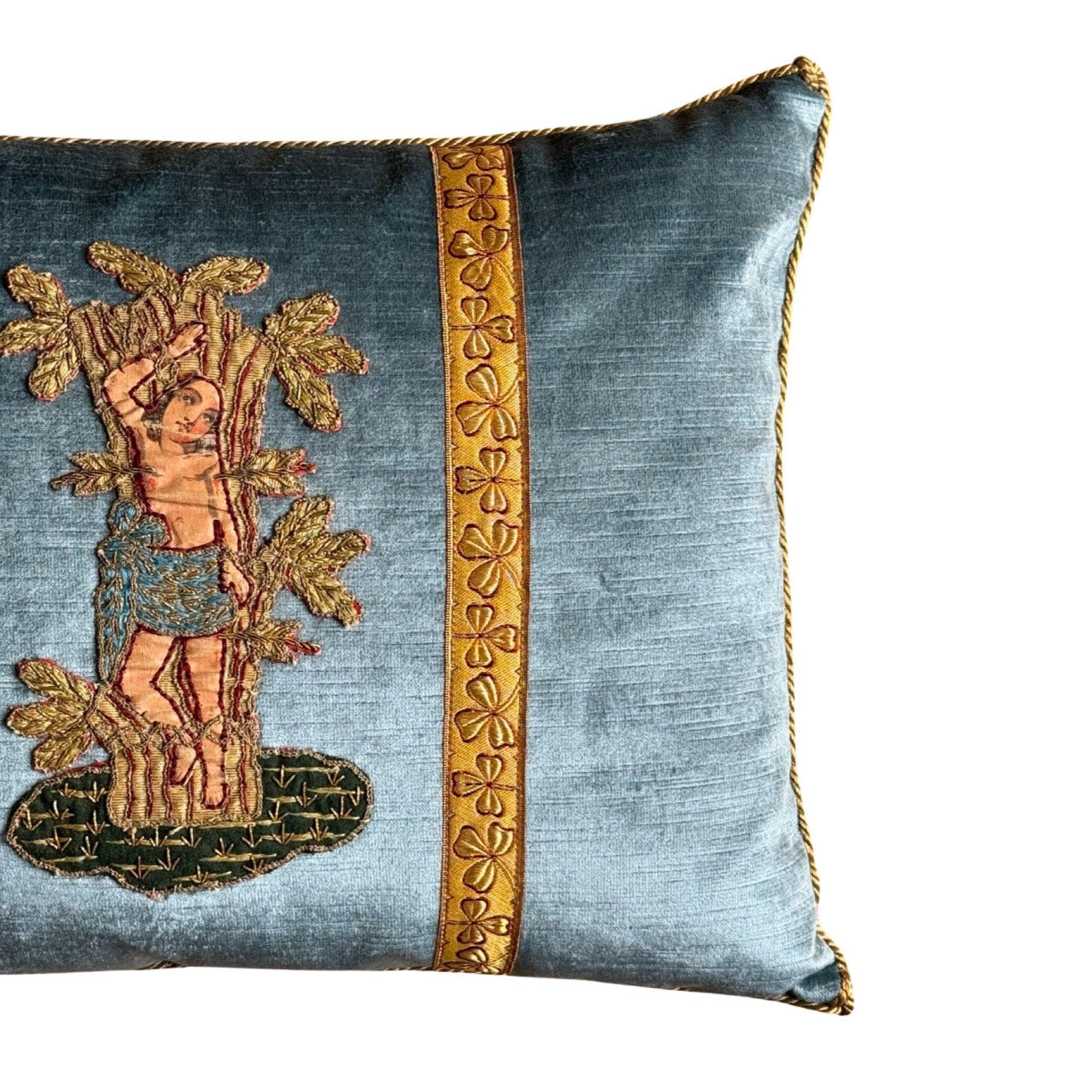 Antique Embroidered and Painted Applique (#A131223A&B | 14x18") New Pillows B. Viz Design