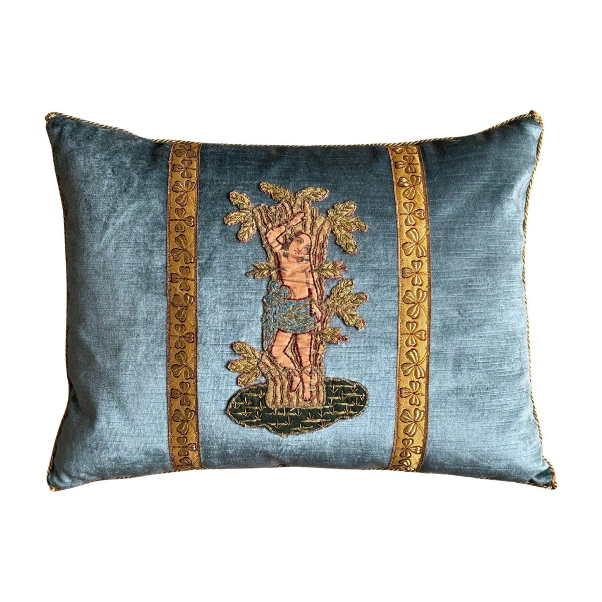 Antique Embroidered and Painted Applique (#A131223A&B | 14x18") New Pillows B. Viz Design