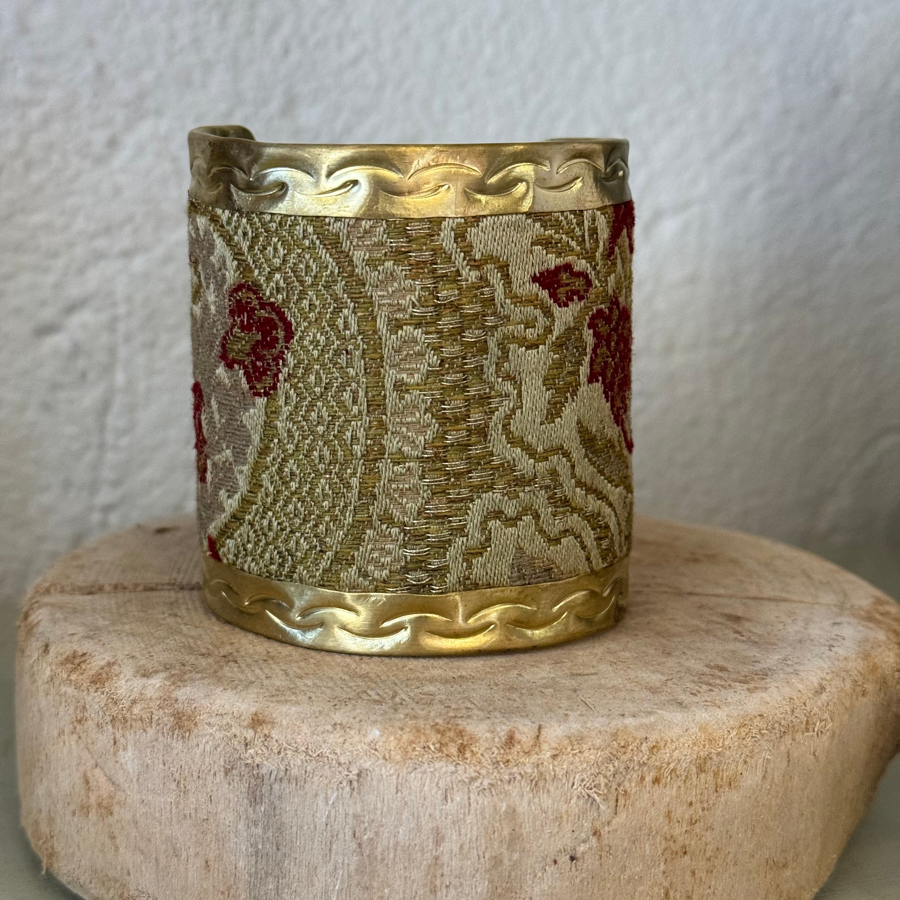Antique Embroidery Cuff Bracelet |Gold, Metallic Golds, Reds Bracelet Eyup Gunduz G