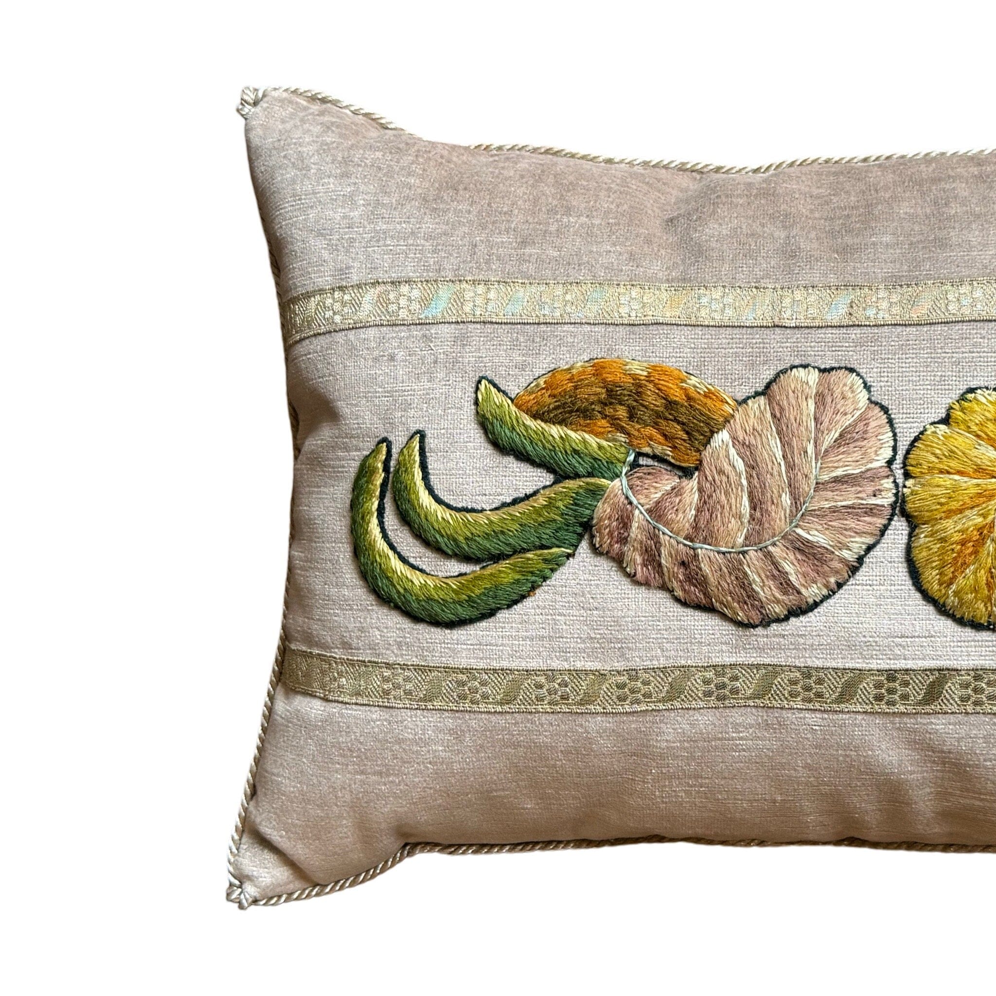 Antique English Crewel Embroidery (#E061824 | 11.5 x 18") New Pillows B. Viz Design