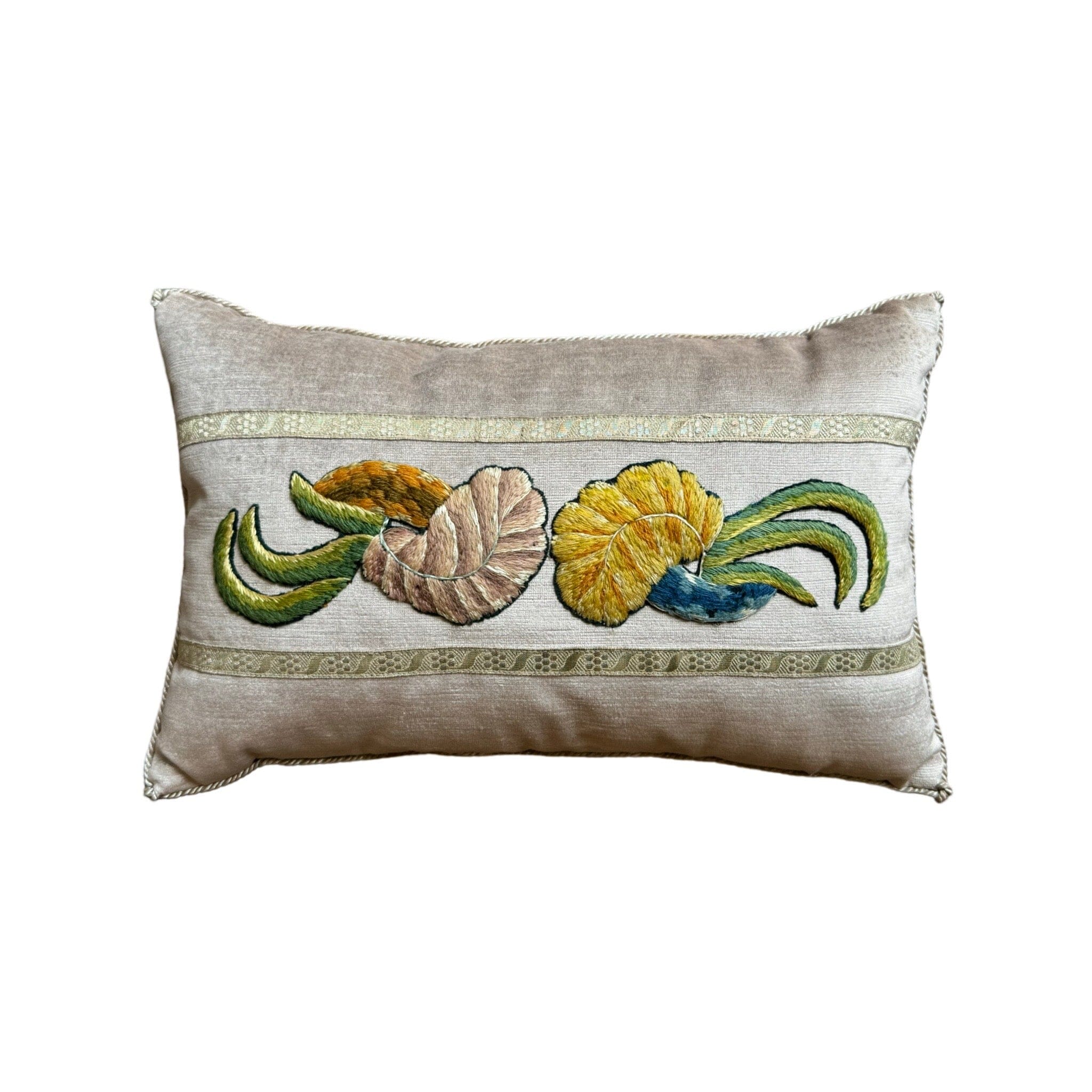 Antique English Crewel Embroidery (#E061824 | 11.5 x 18") New Pillows B. Viz Design